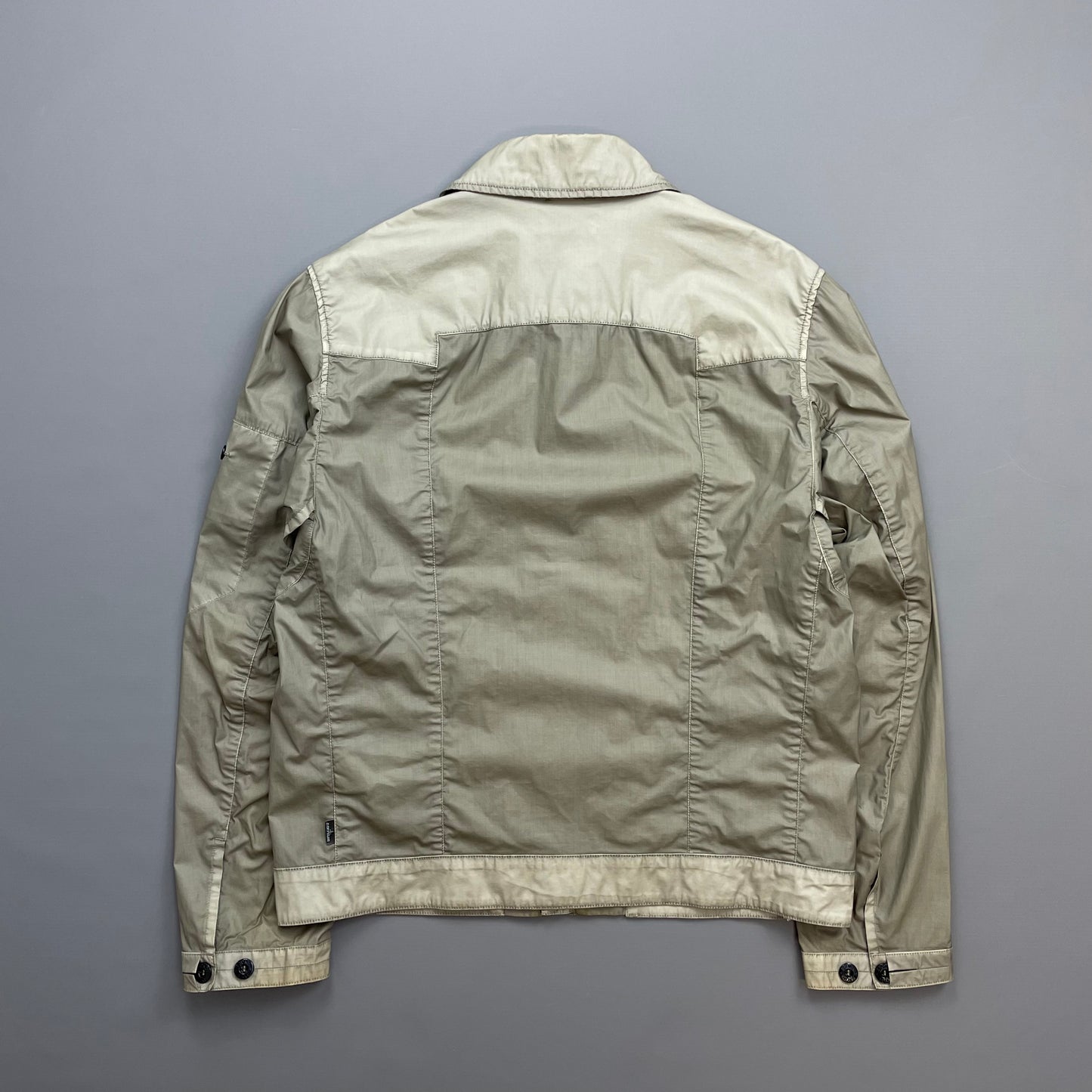 Stone Island Beige/Grey SS14 Shadow Project Mussola Gommata Panelled Two-Tone Harrington Jacket