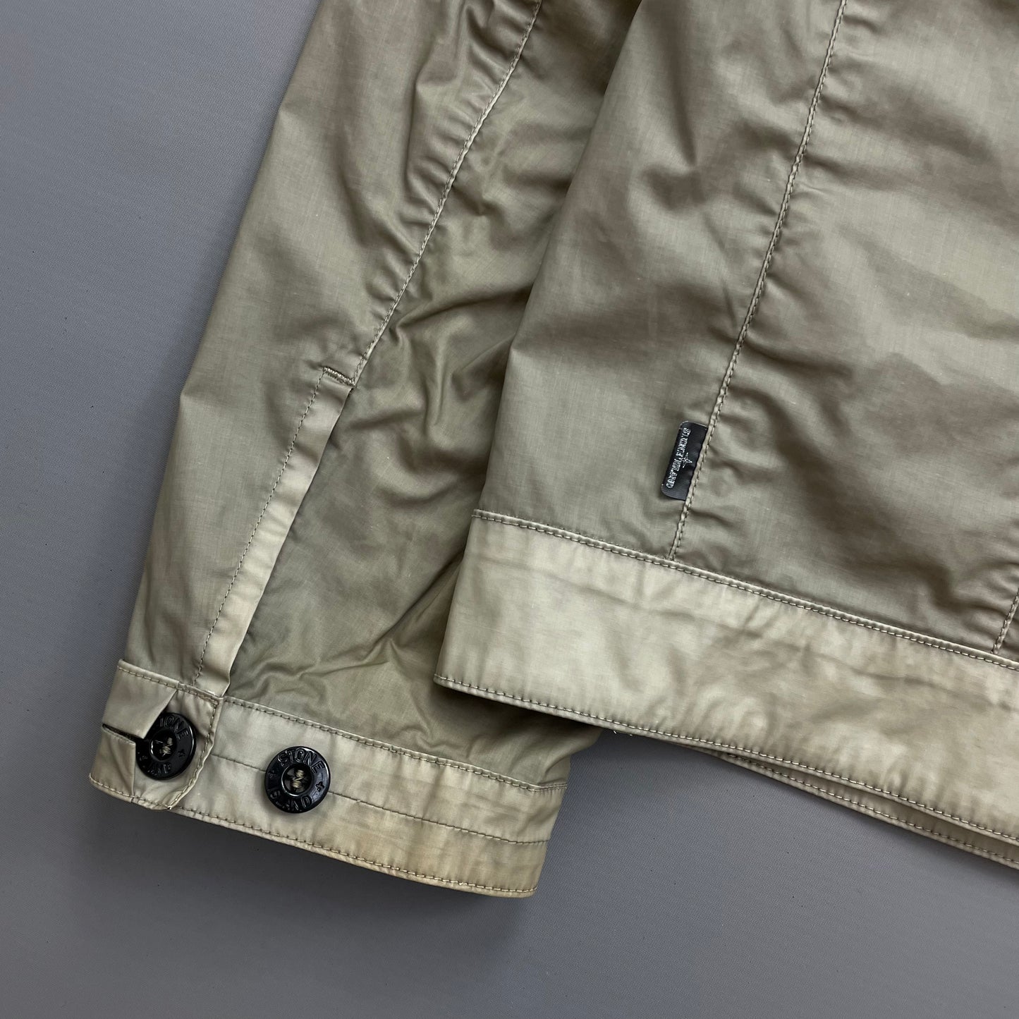 Stone Island Beige/Grey SS14 Shadow Project Mussola Gommata Panelled Two-Tone Harrington Jacket
