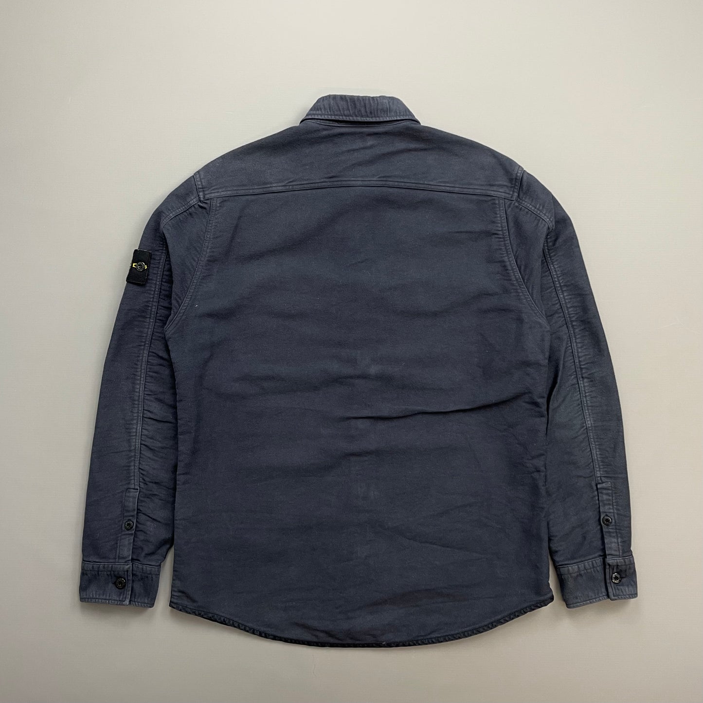 Stone Island Navy AW16 Thick Brushed Cotton Button-Up Overshirt Jacket