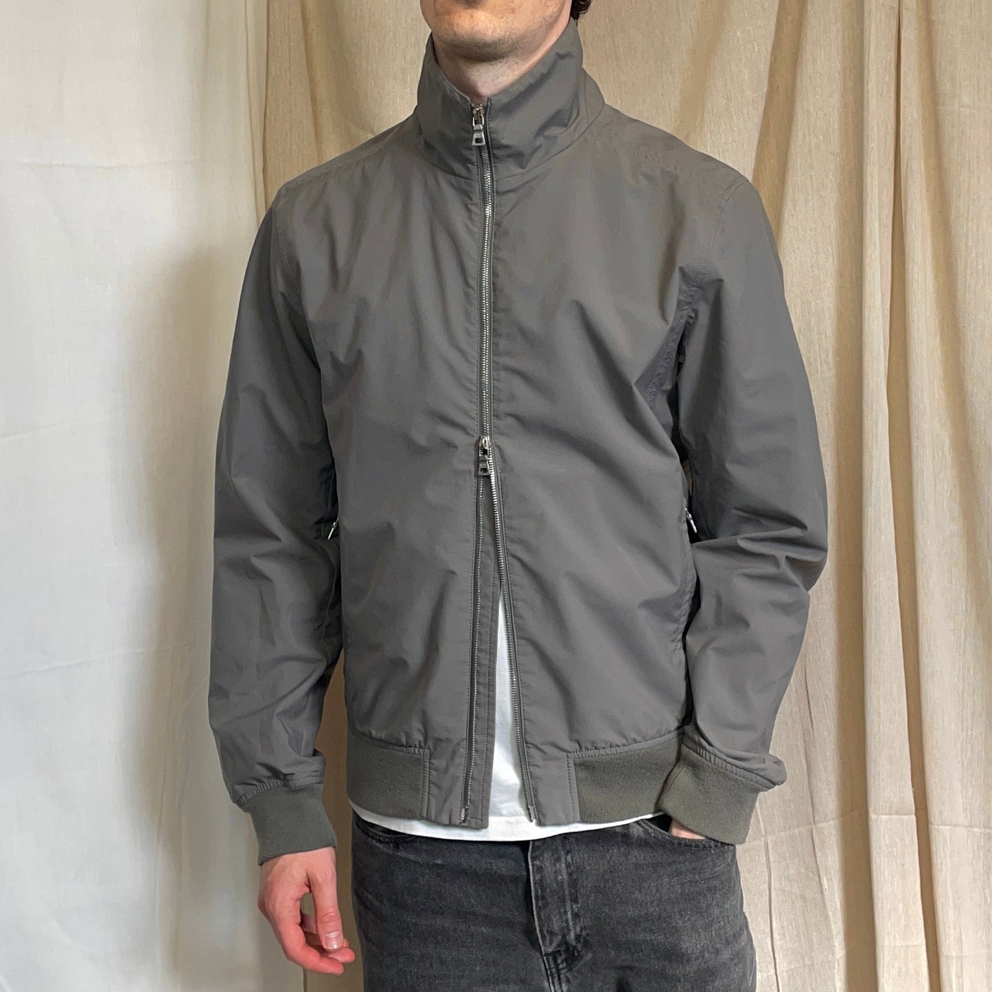 Prada Sport Grey Goretex Windbreaker Harrington Jacket