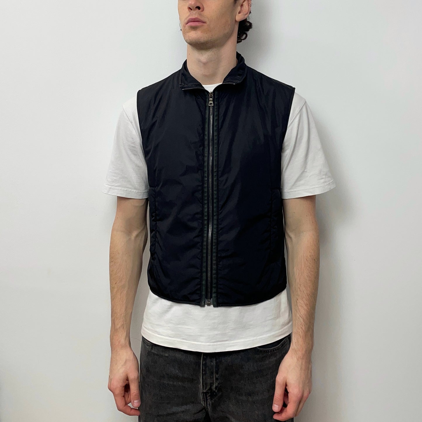 Prada Sport Black 2008 Nylon Padded Leather-Trim Gilet Vest