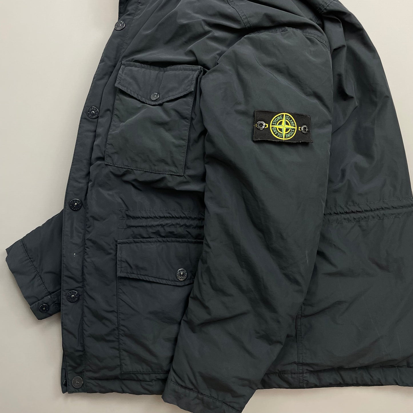 Stone Island Navy AW14 Micro Reps Concealed Hood Lined Down Field Jacket