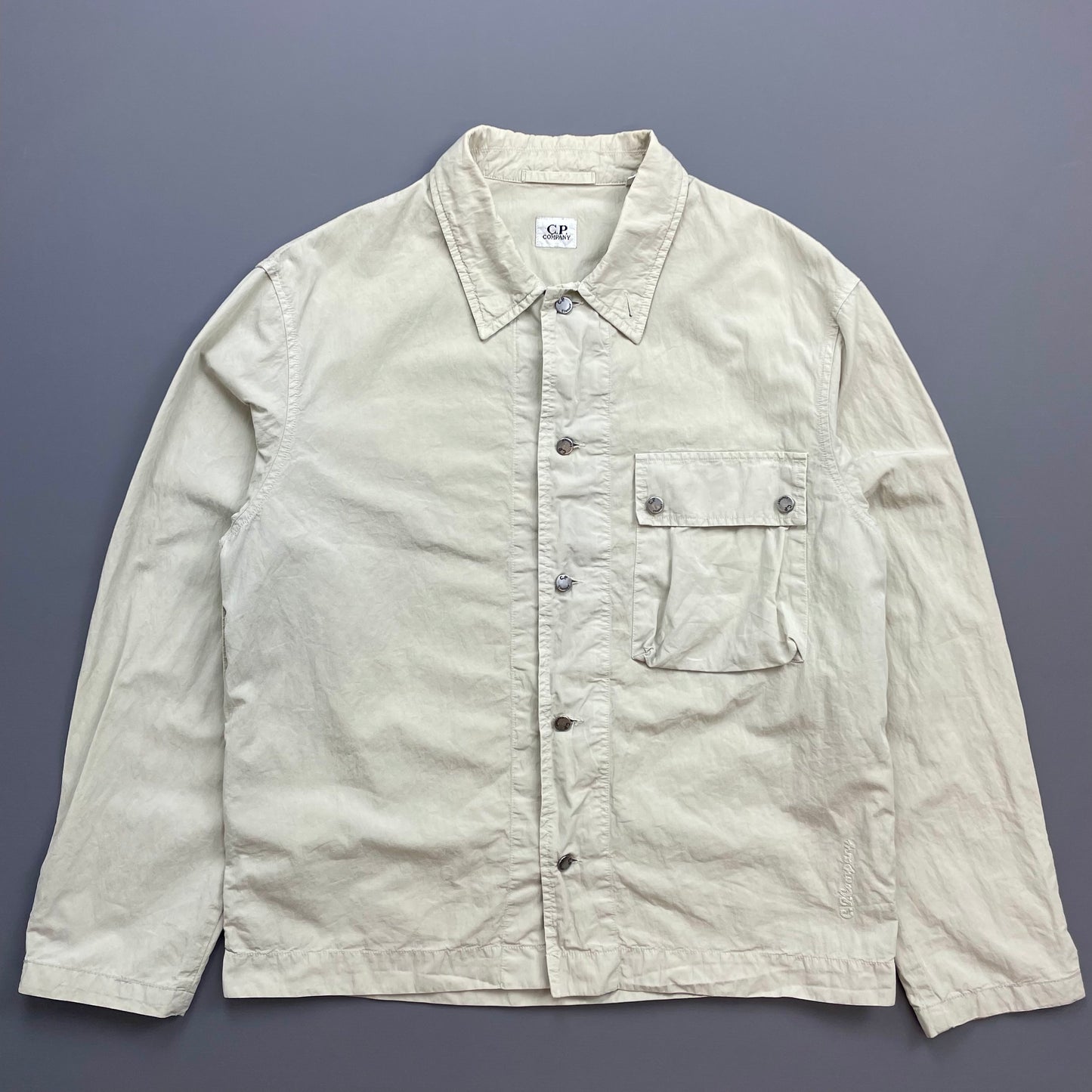 C.P. Company Cream SS05 Lightweight Zip & Button Overshirt Jacket