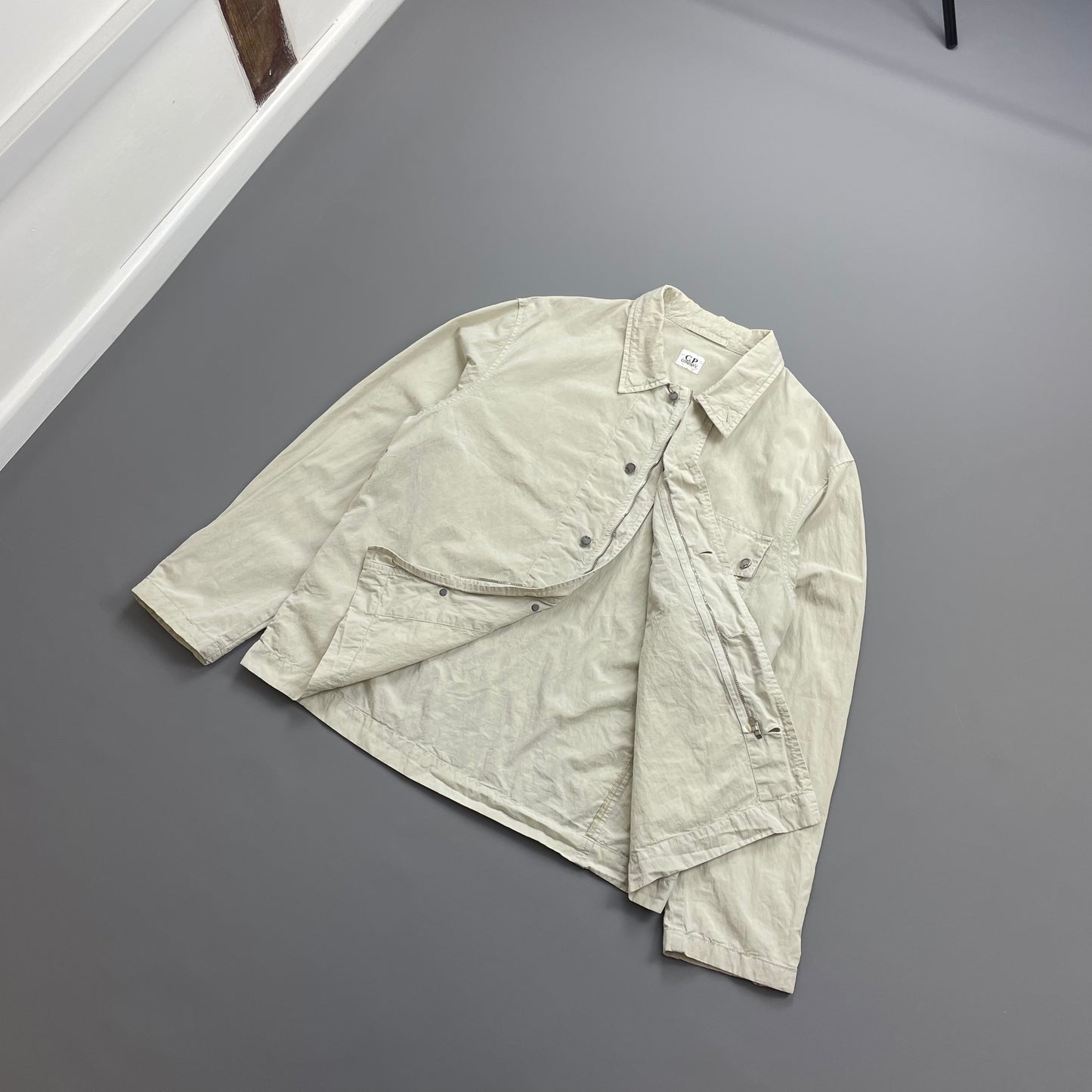 C.P. Company Cream SS05 Lightweight Zip & Button Overshirt Jacket