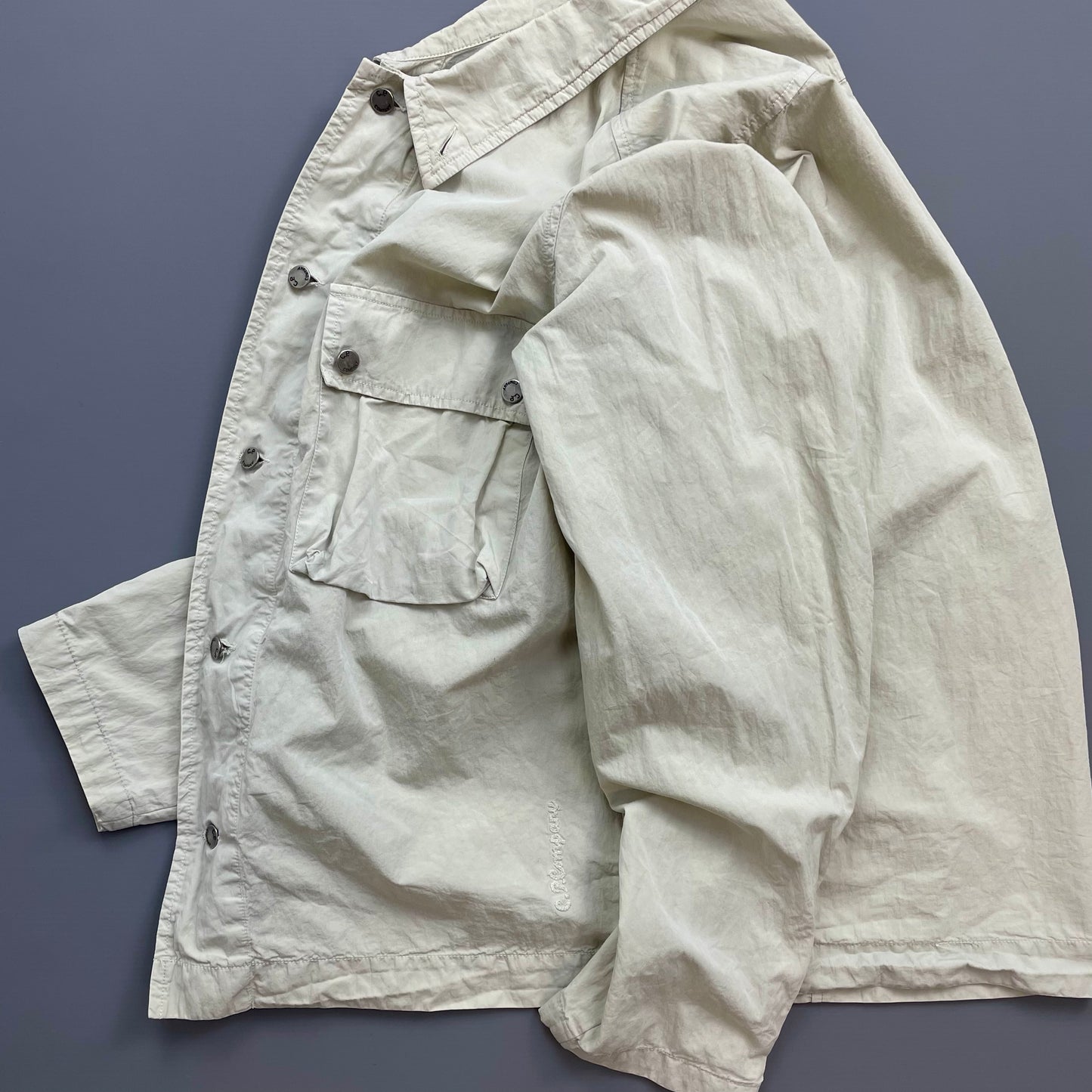 C.P. Company Cream SS05 Lightweight Zip & Button Overshirt Jacket