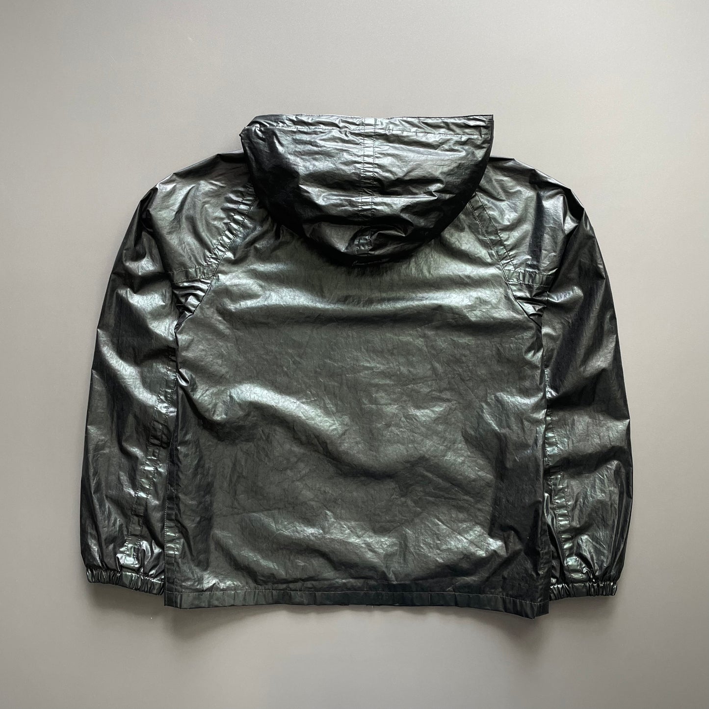 Prada Sport Forest Green 00s Waxy Hooded Windbreaker Jacket