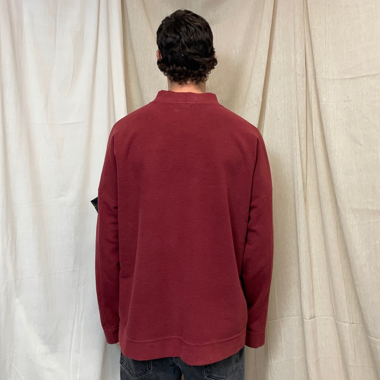 Stone Island Red AW96 Mockneck Green Edge Badge Jumper