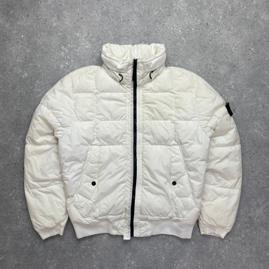Stone Island White Crinkle Reps Nylon Down Puffer Jacket