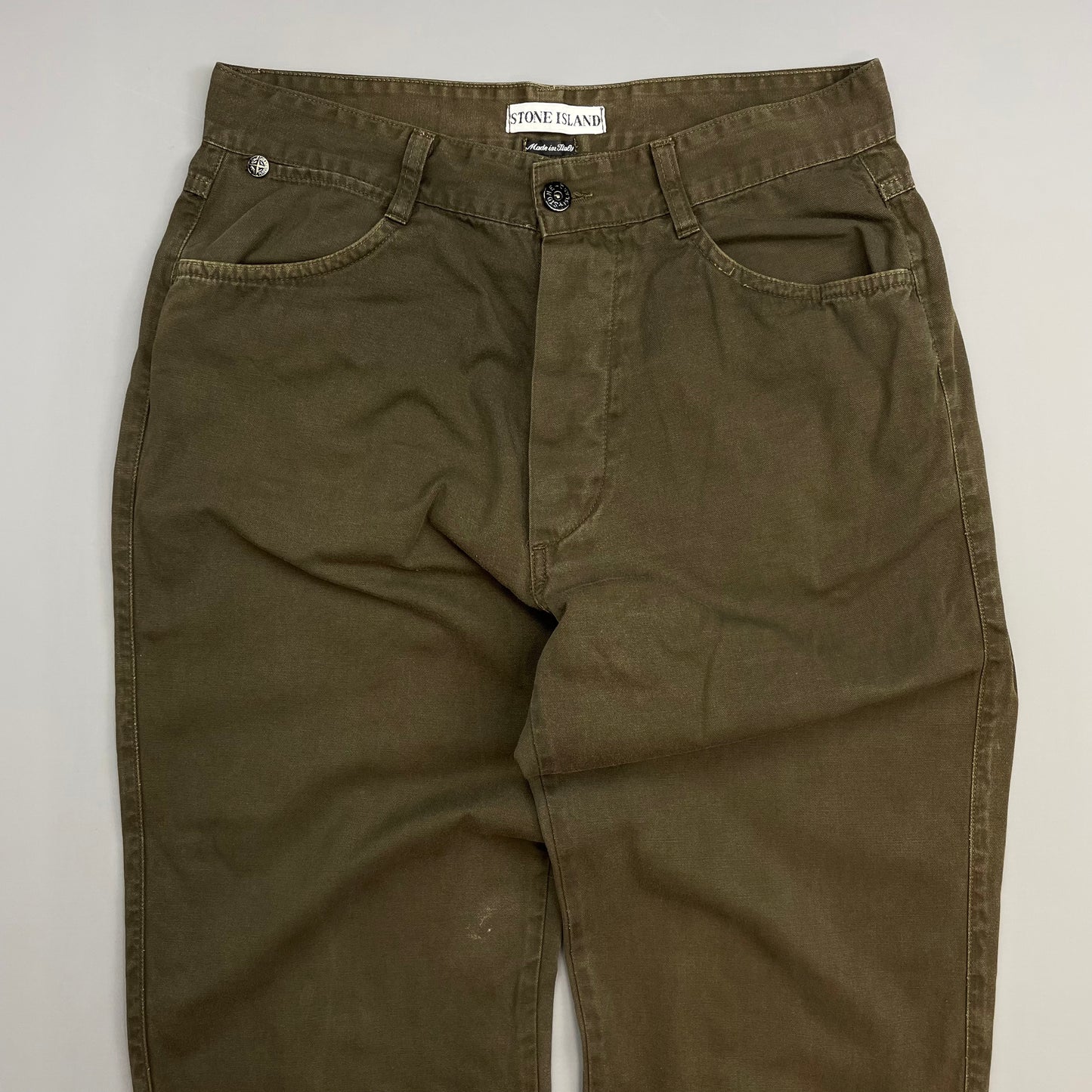 Stone Island Brown SS00 Cotton Canvas Slim Trousers