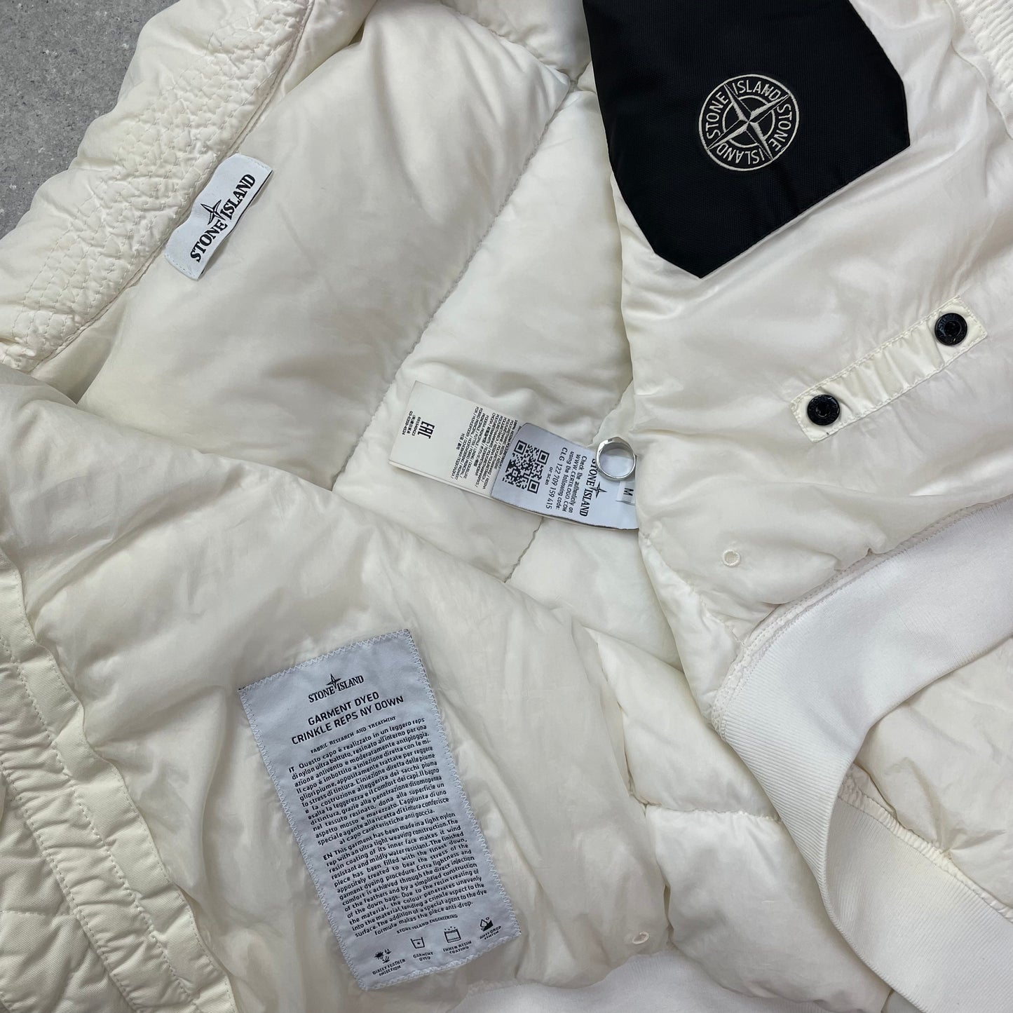 Stone Island White Crinkle Reps Nylon Down Puffer Jacket