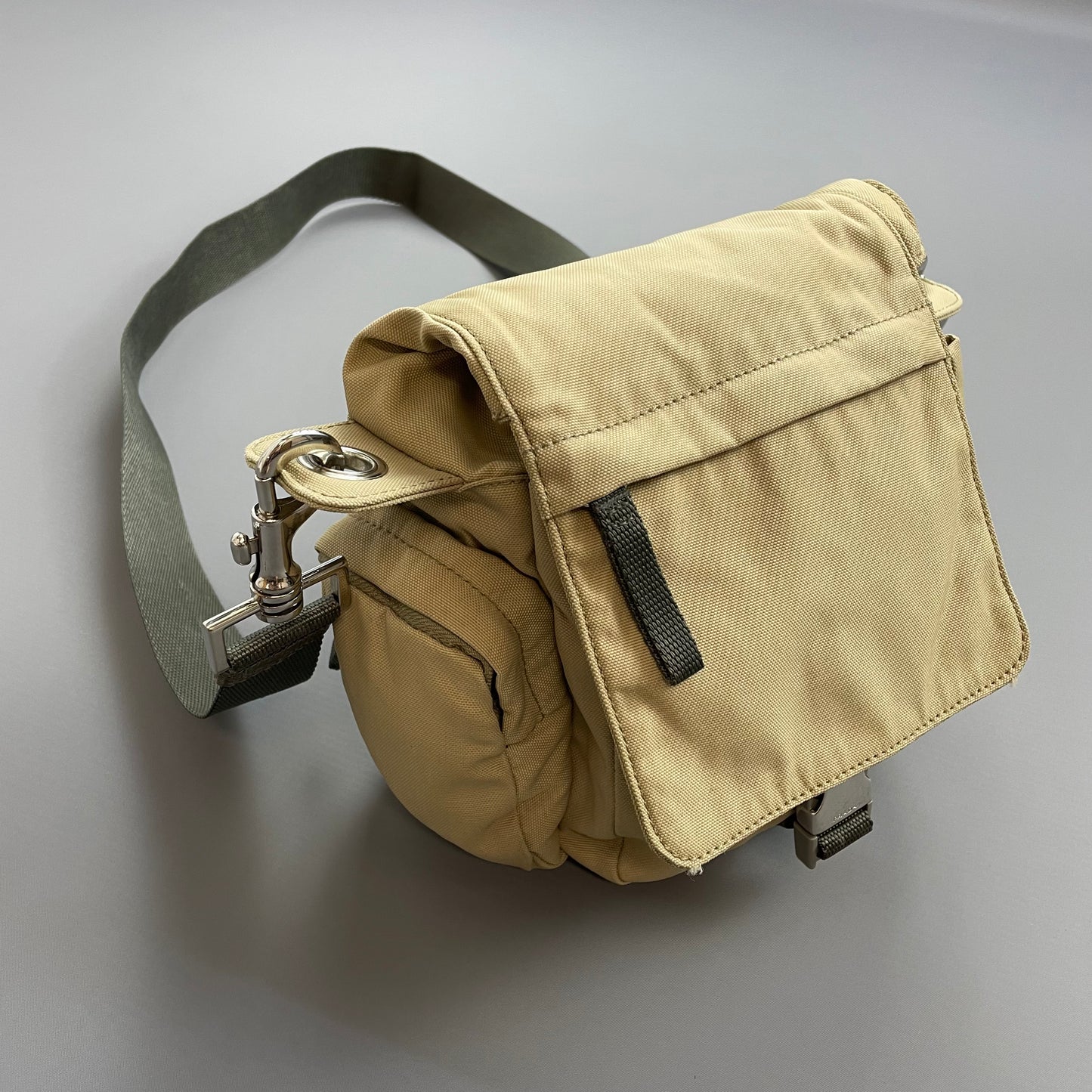 Prada Sport Beige 00s Nylon Crossbody Utility Canvas Spellout Satchel Bag