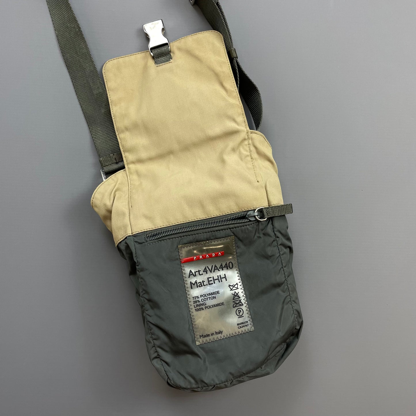 Prada Sport Beige 00s Nylon Crossbody Utility Canvas Spellout Satchel Bag