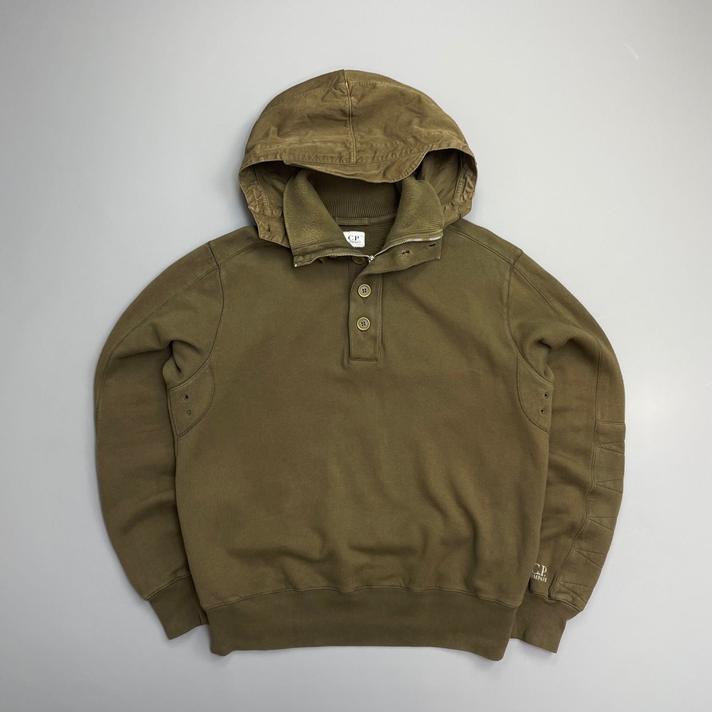 C.P. Company Khaki AW08 Detachable Hood Button & Zip Collar Technical Jumper