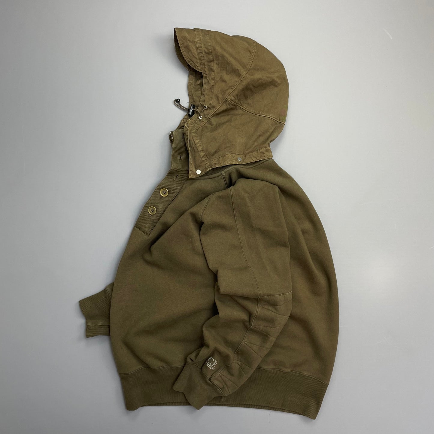 C.P. Company Khaki AW08 Detachable Hood Button & Zip Collar Technical Jumper