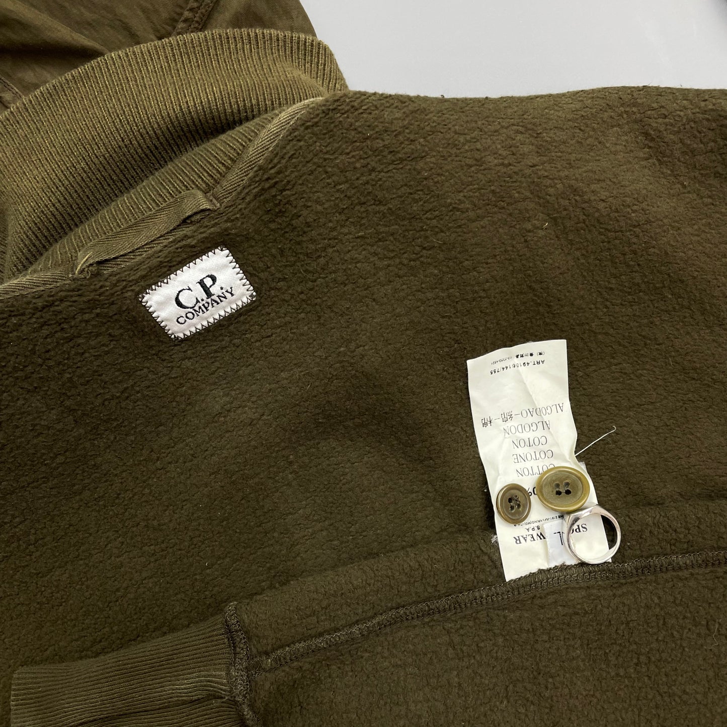 C.P. Company Khaki AW08 Detachable Hood Button & Zip Collar Technical Jumper