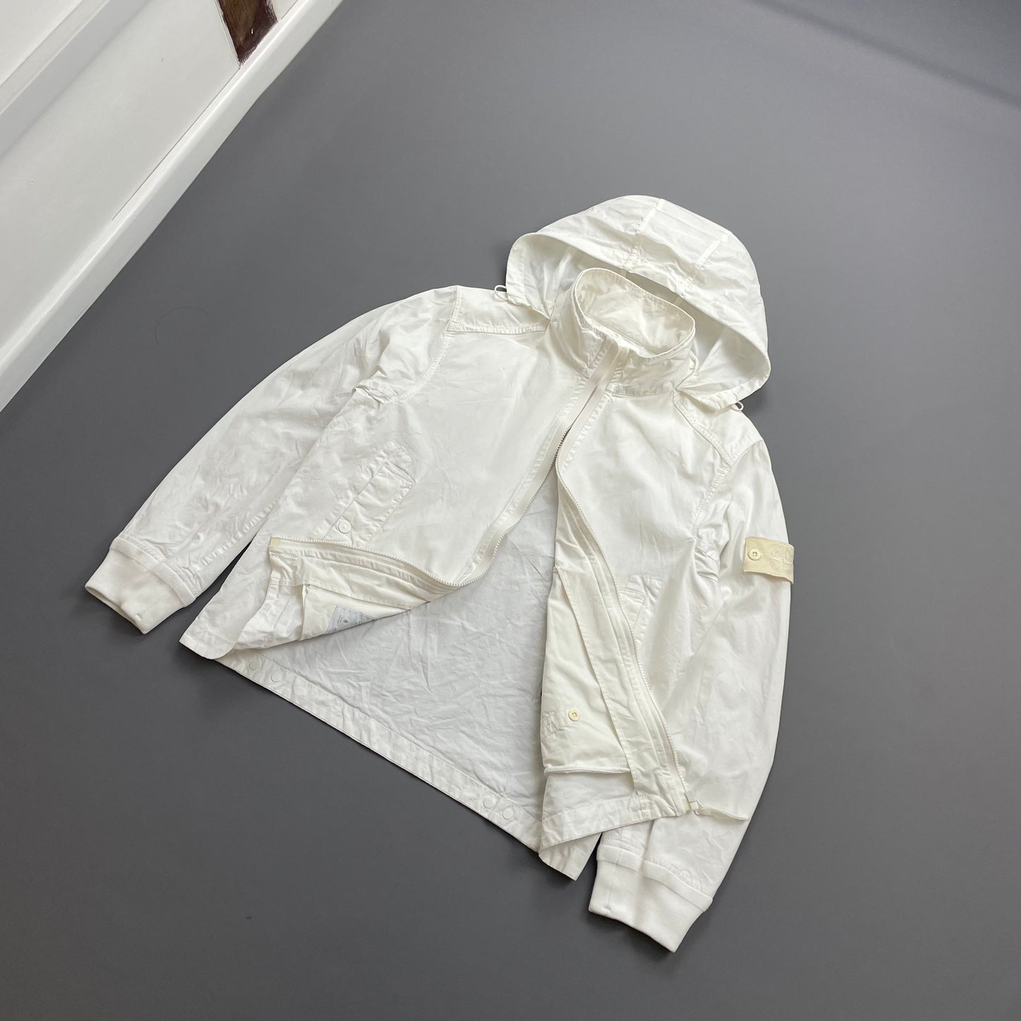 Stone Island White SS13 Weather Proof Cotton Ghost Piece Concealed Hood Jacket