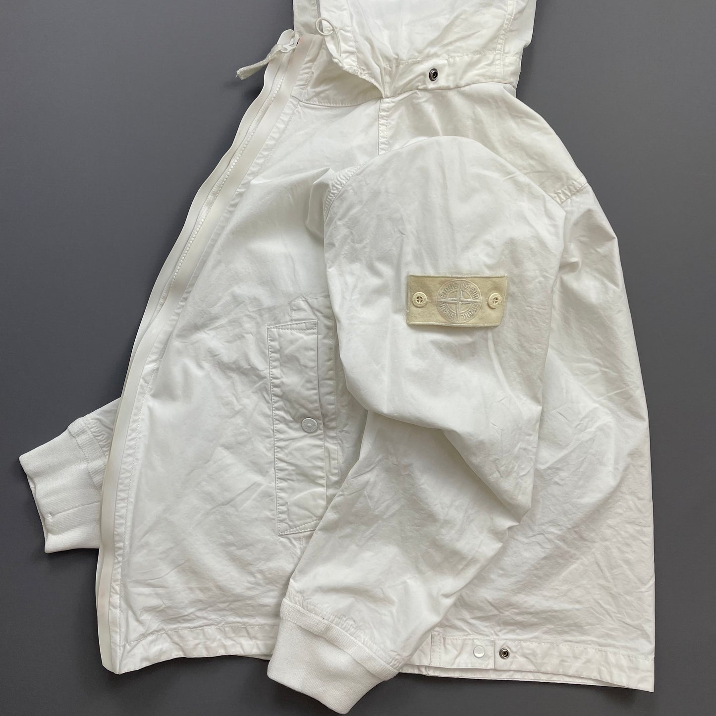 Stone Island White SS13 Weather Proof Cotton Ghost Piece Concealed Hood Jacket