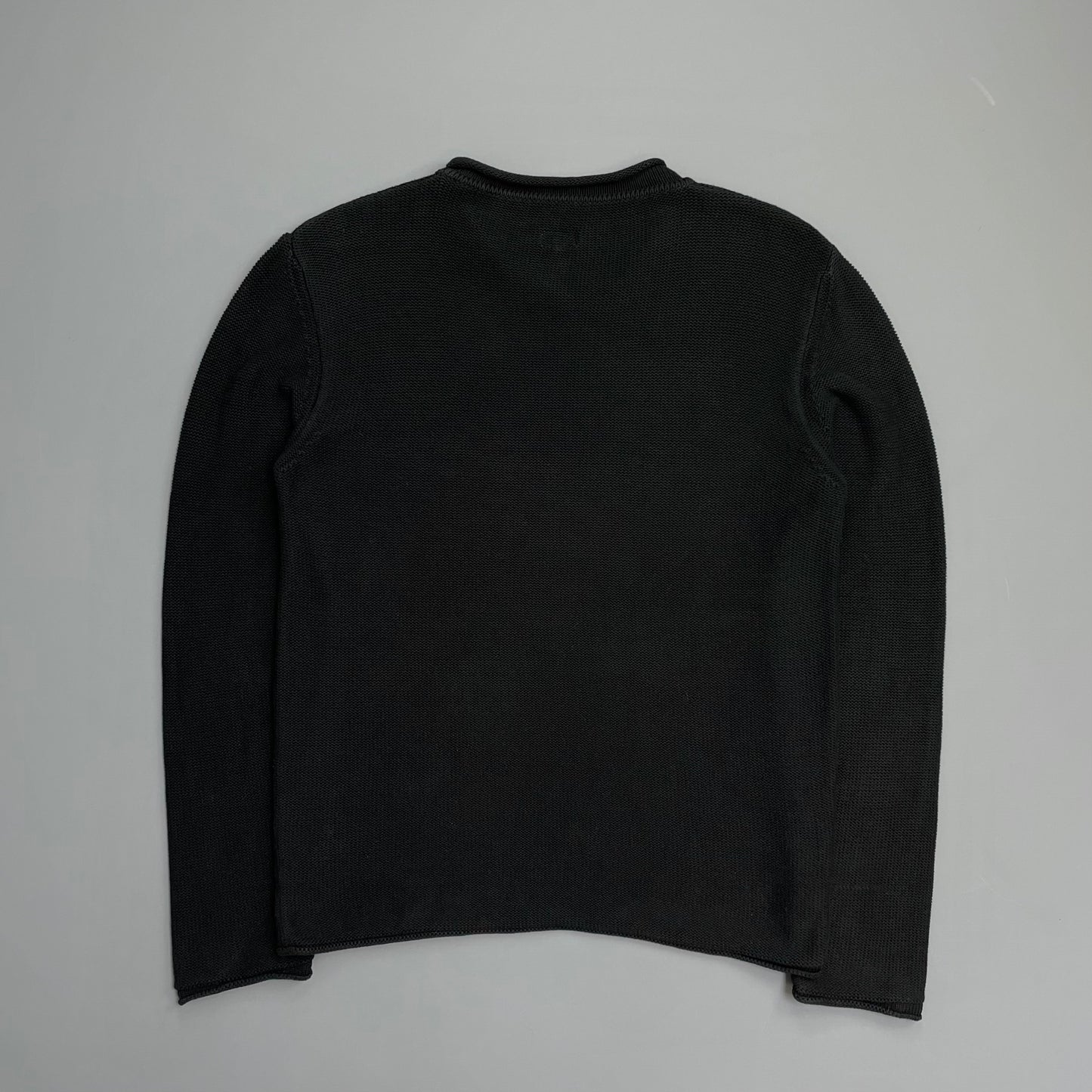 Armani Jeans 00s Black Raw-Edge Knit Jumper