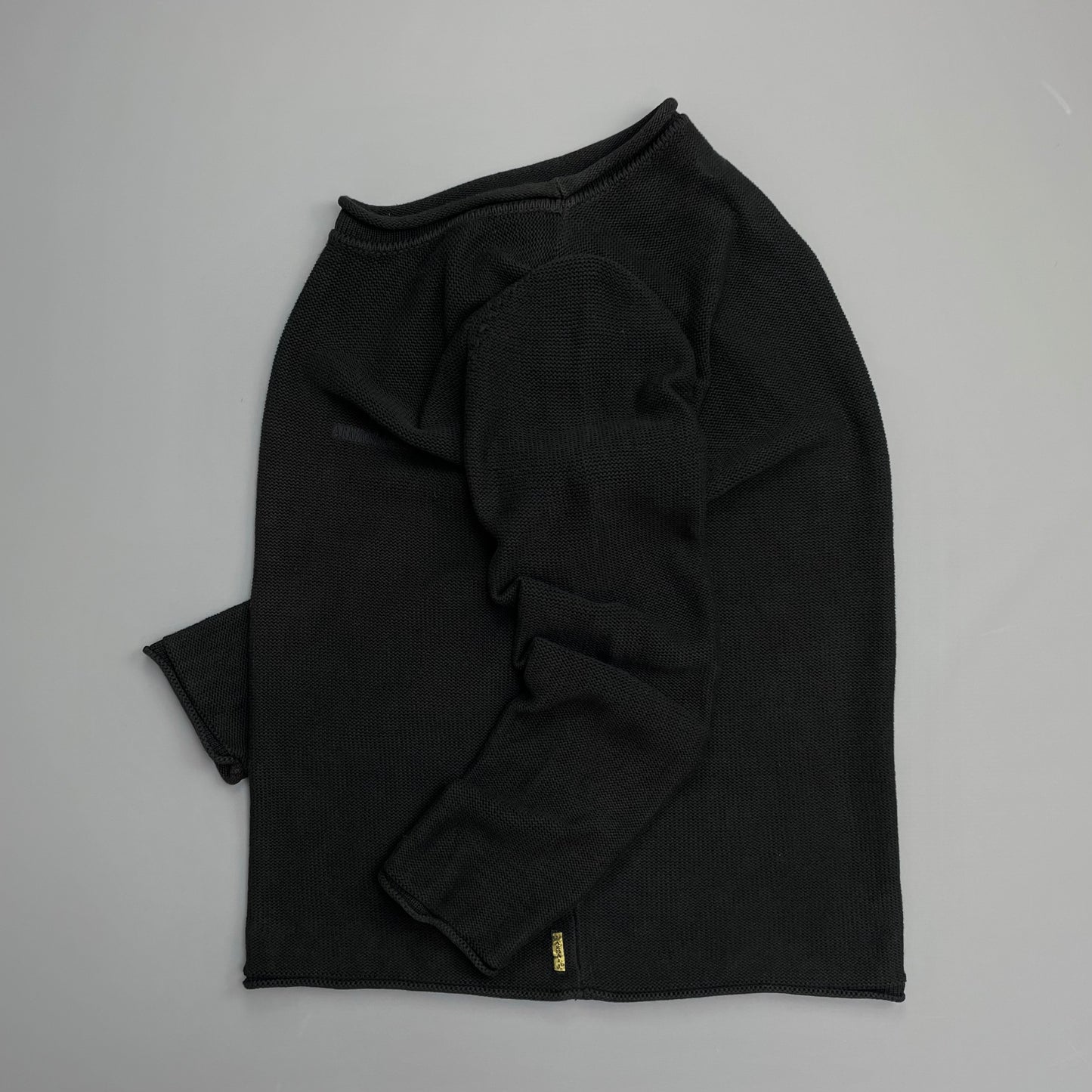 Armani Jeans 00s Black Raw-Edge Knit Jumper