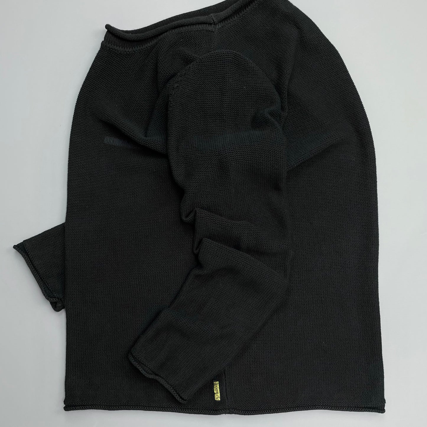 Armani Jeans 00s Black Raw-Edge Knit Jumper