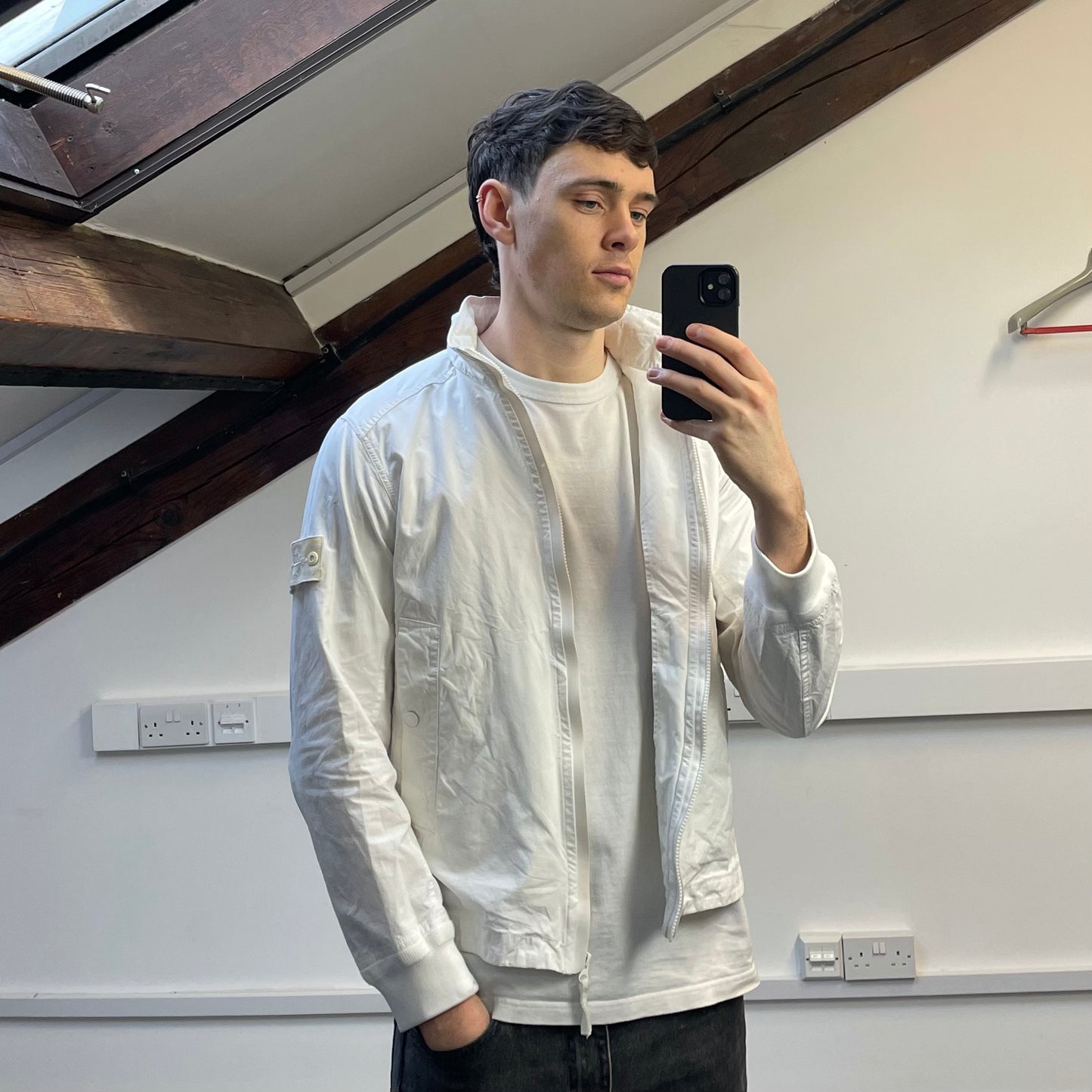 Stone Island White SS13 Weather Proof Cotton Ghost Piece Concealed Hood Jacket