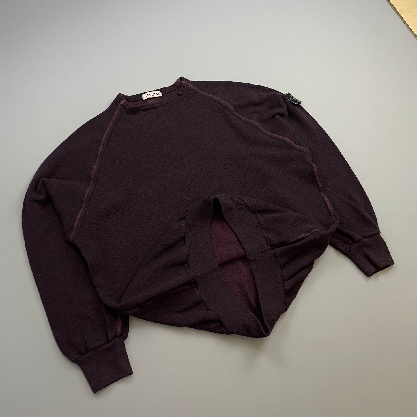 Stone Island Burgundy 80s Wool Blend Knit Jumper