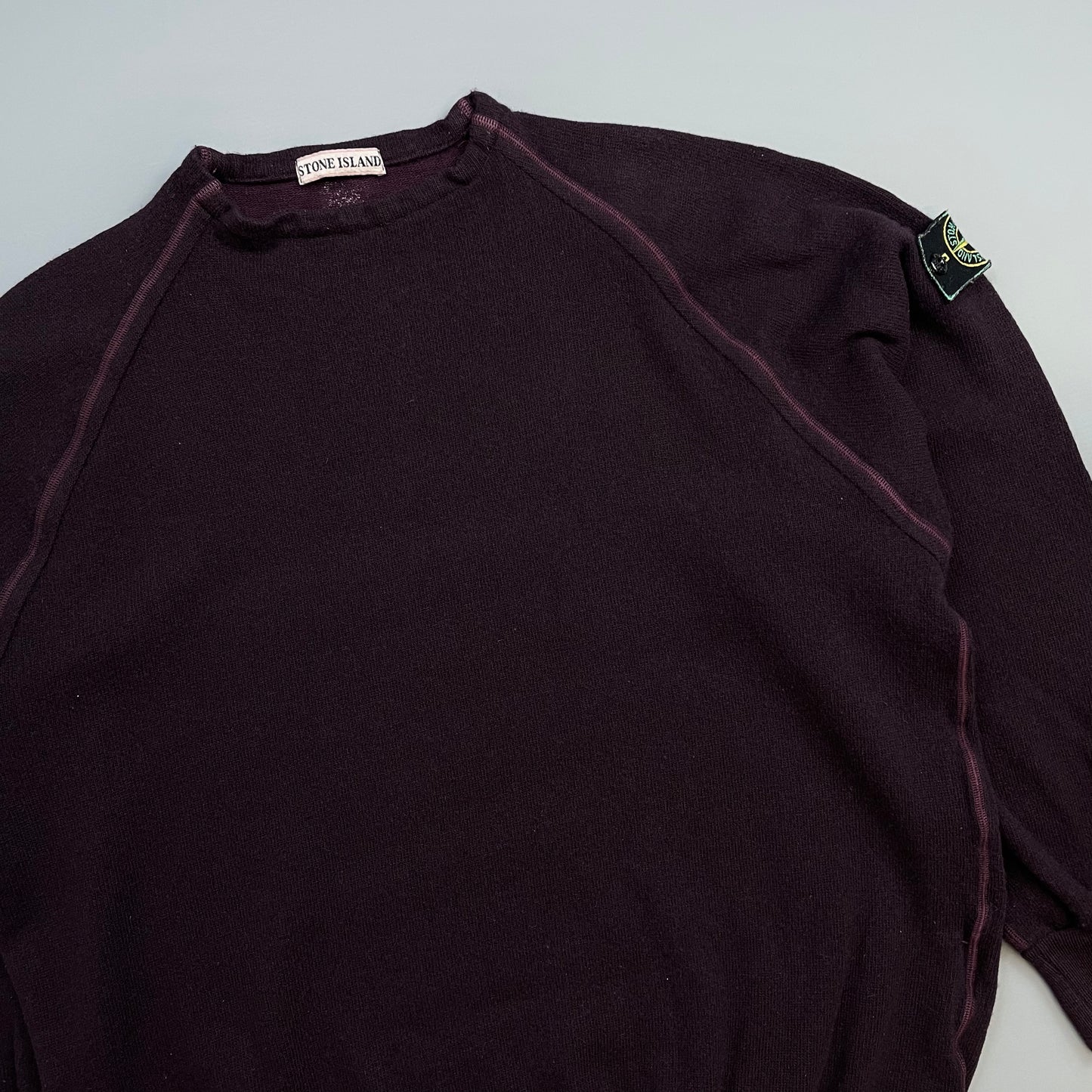 Stone Island Burgundy 80s Wool Blend Knit Jumper