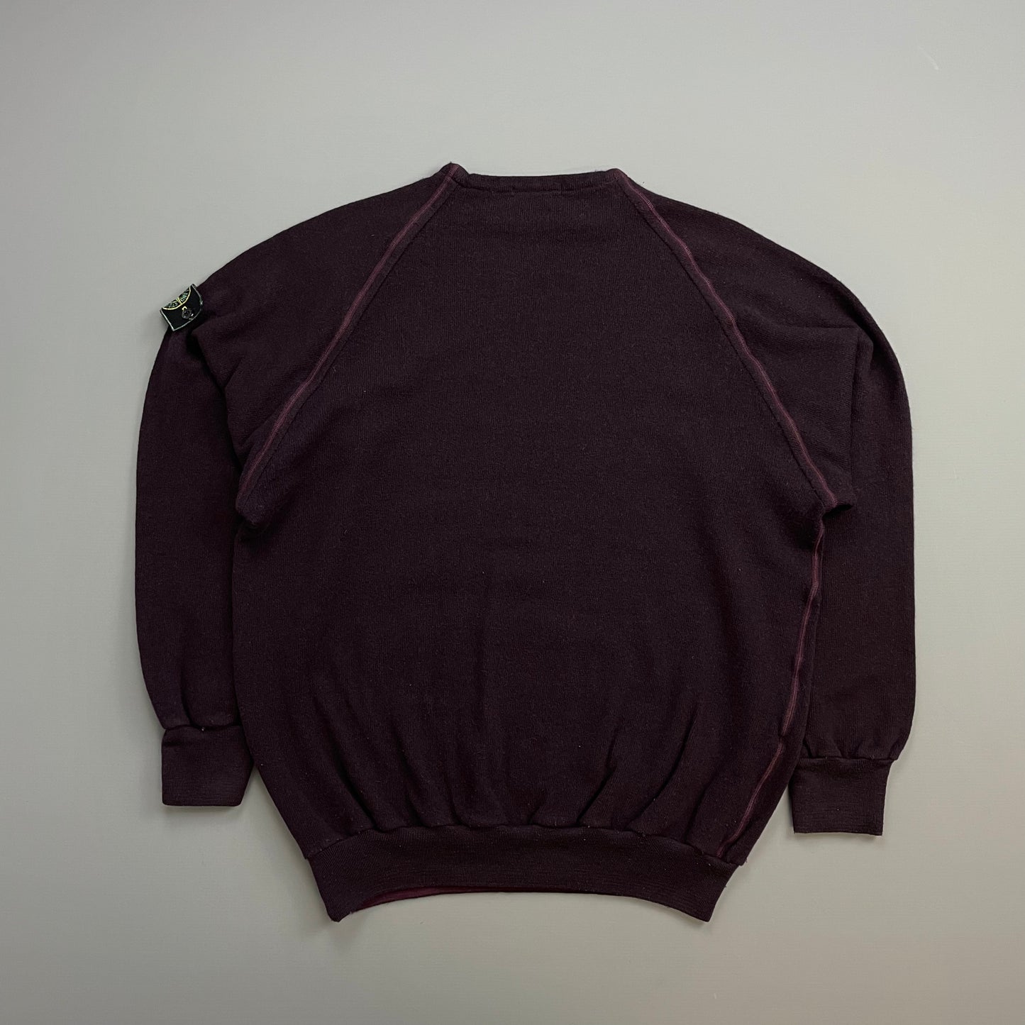 Stone Island Burgundy 80s Wool Blend Knit Jumper