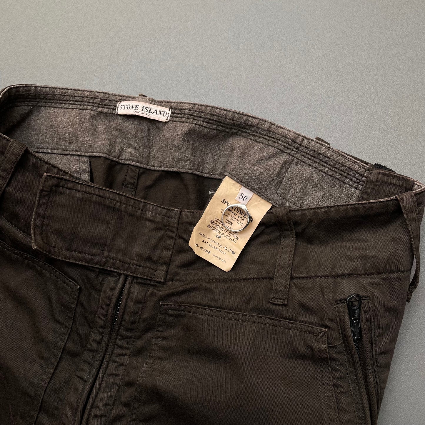 Stone Island Brown AW06 Technical Cargo Trousers