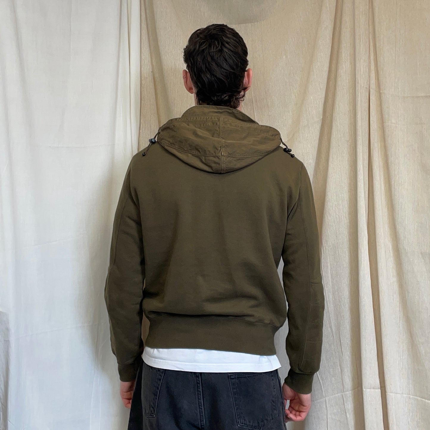 C.P. Company Khaki AW08 Detachable Hood Button & Zip Collar Technical Jumper