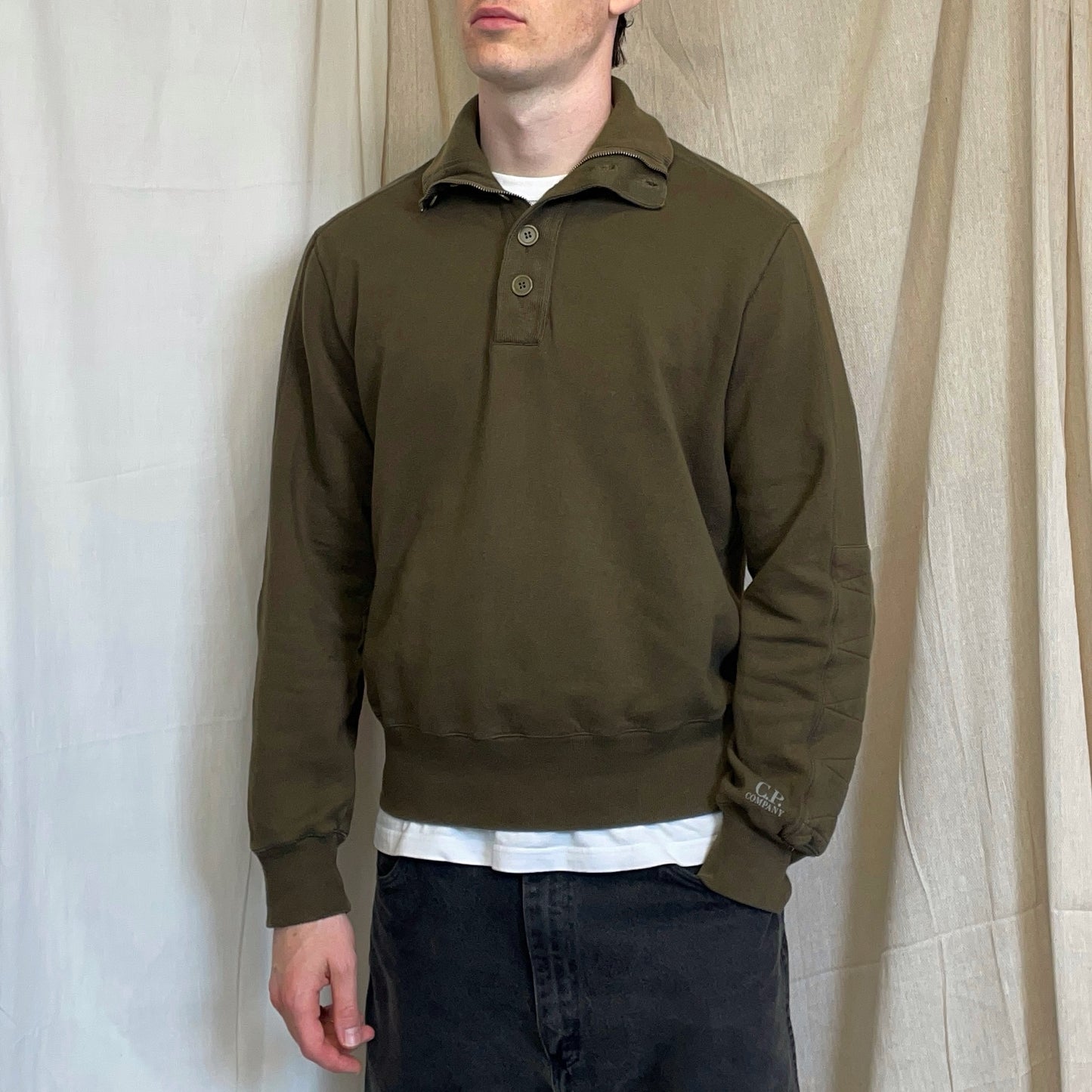 C.P. Company Khaki AW08 Detachable Hood Button & Zip Collar Technical Jumper