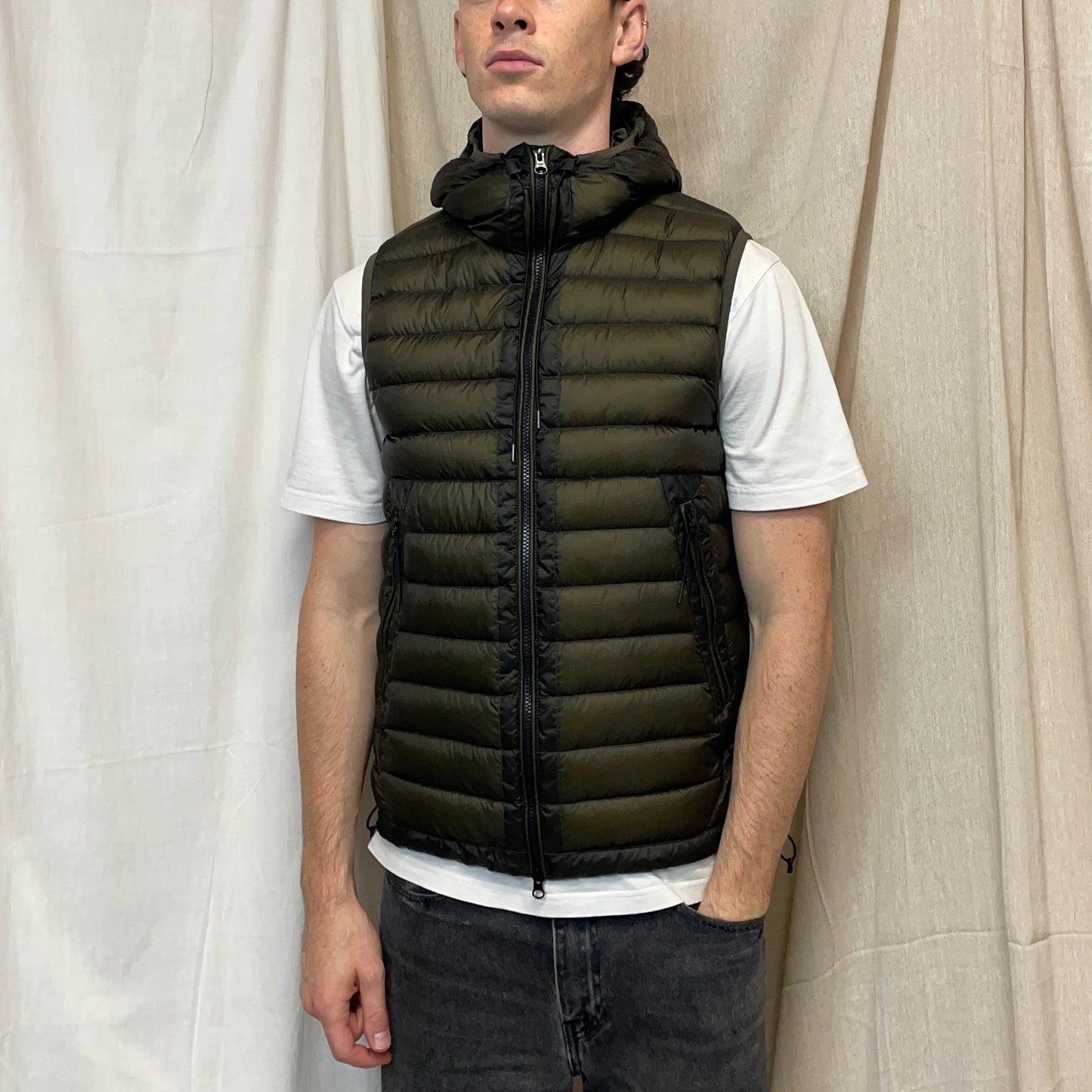 C.P. Company Khaki Green DD Shell Goggle Gilet Vest