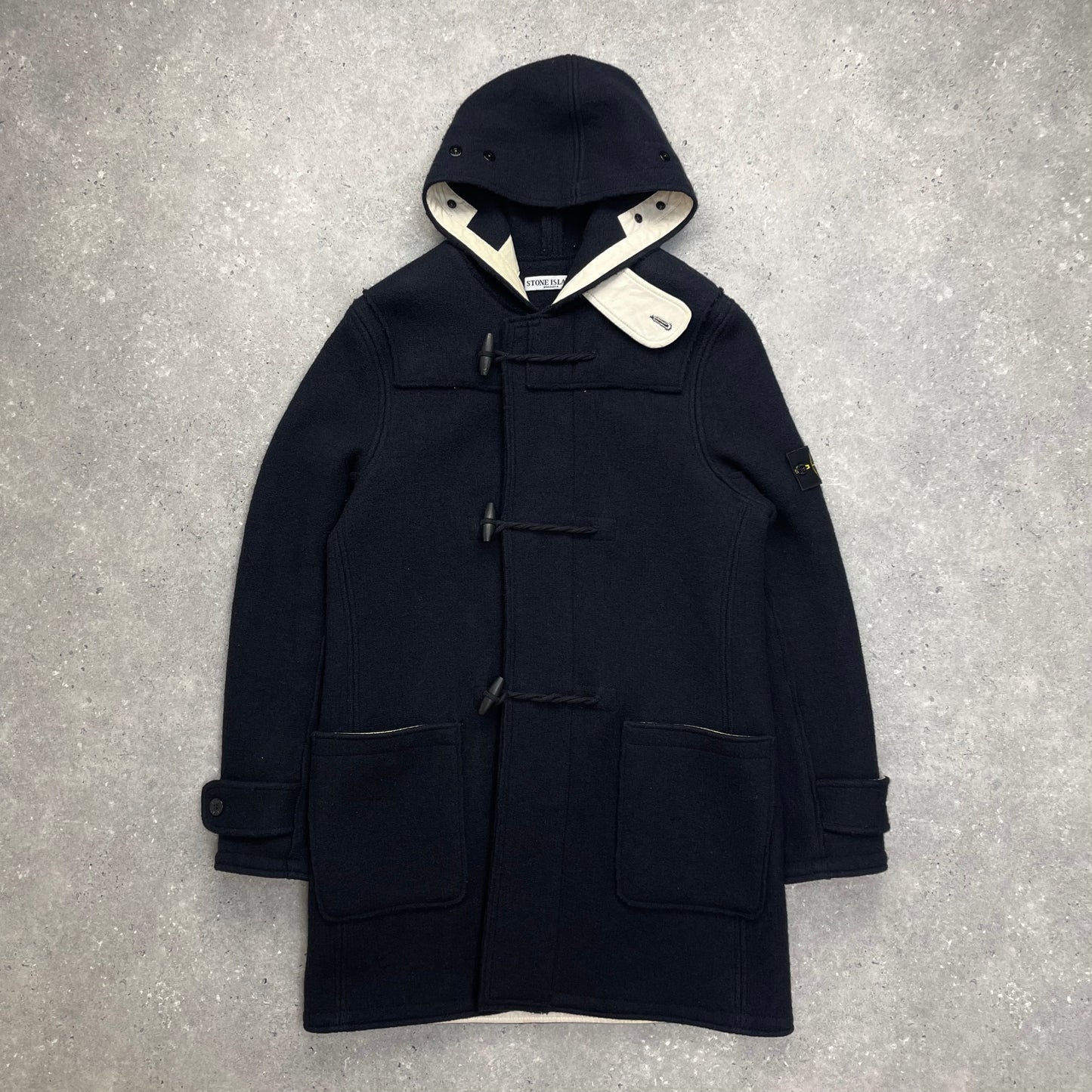 Stone Island Navy Hooded Wool Duffle Coat AW10