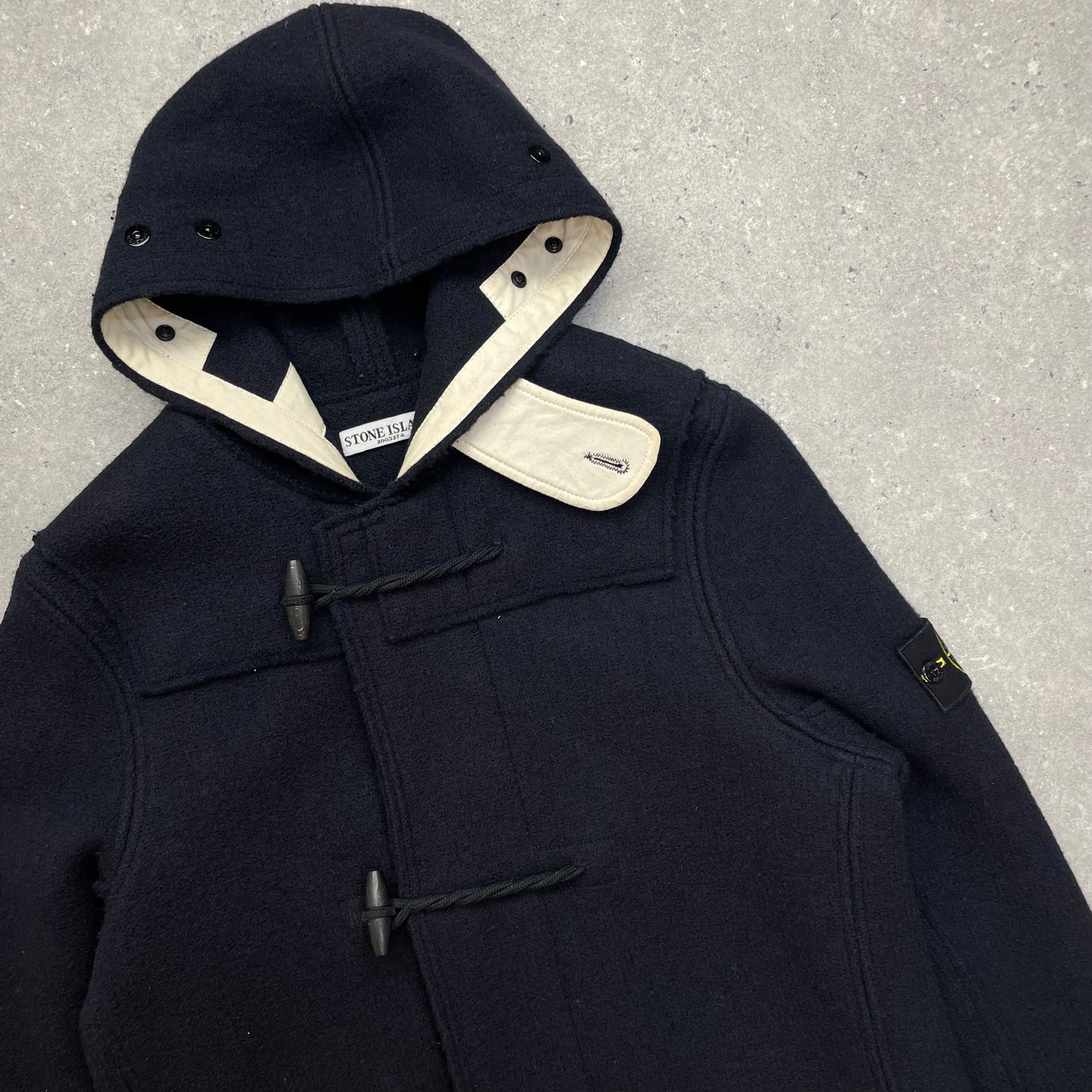 Stone Island Navy Hooded Wool Duffle Coat AW10
