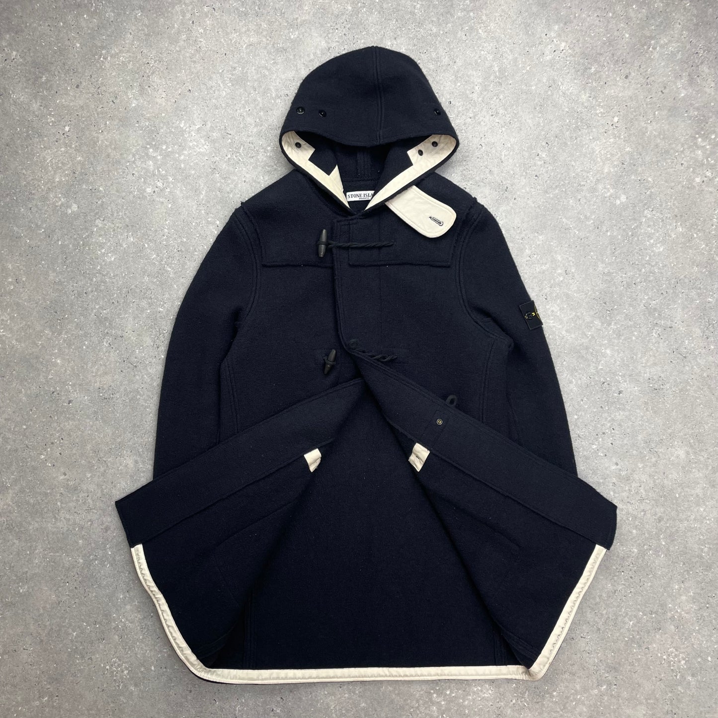 Stone Island Navy Hooded Wool Duffle Coat AW10