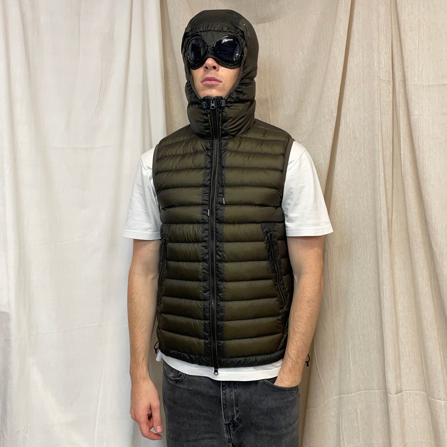 C.P. Company Khaki Green DD Shell Goggle Gilet Vest