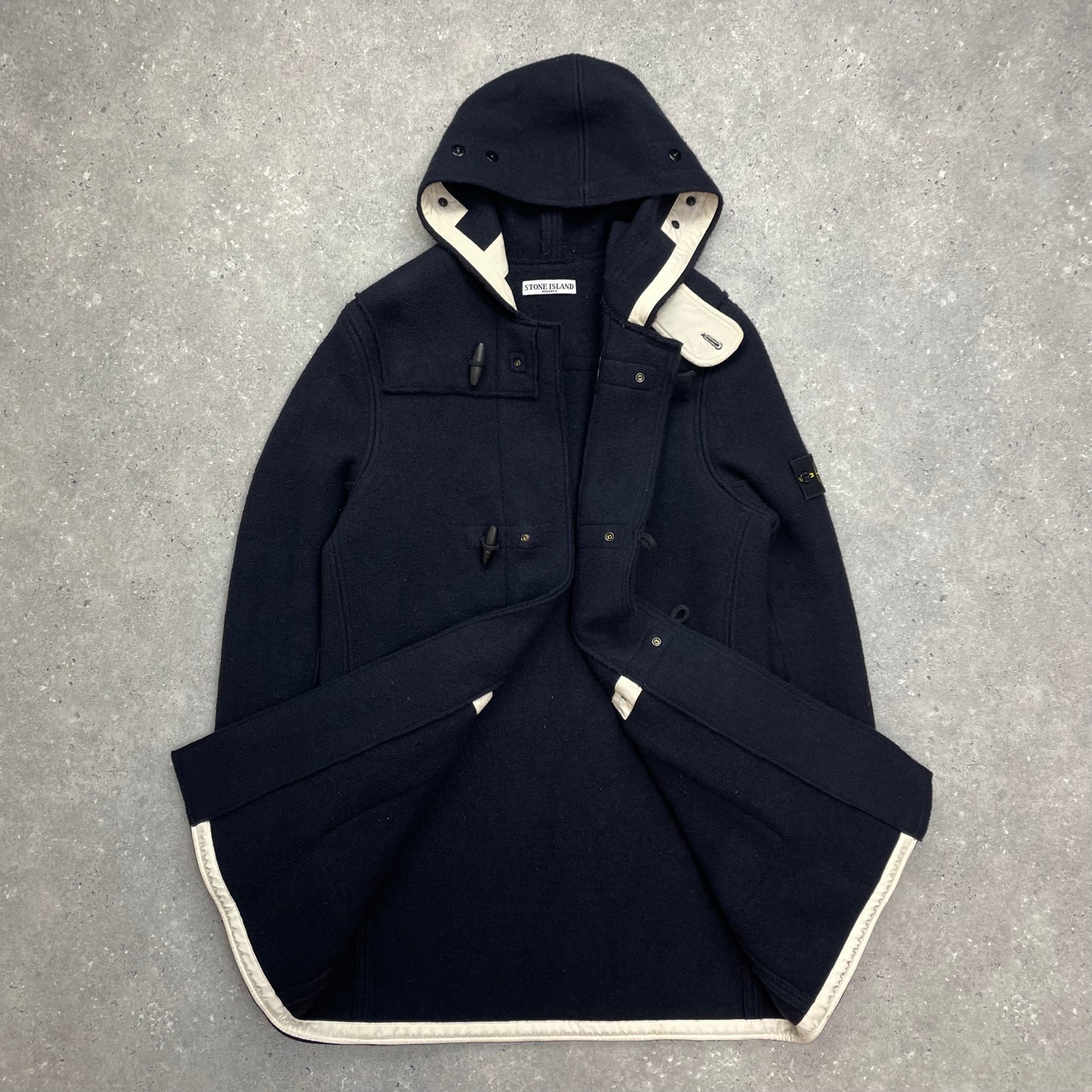 Stone Island Navy Hooded Wool Duffle Coat AW10