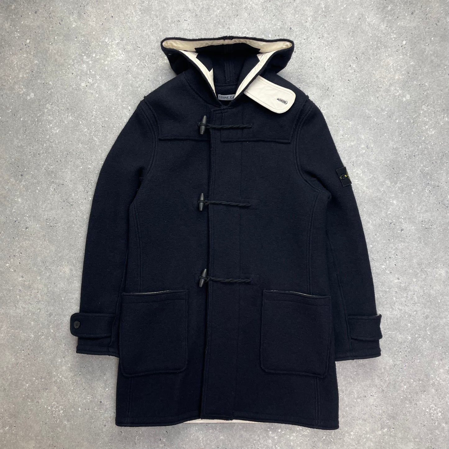 Stone Island Navy Hooded Wool Duffle Coat AW10