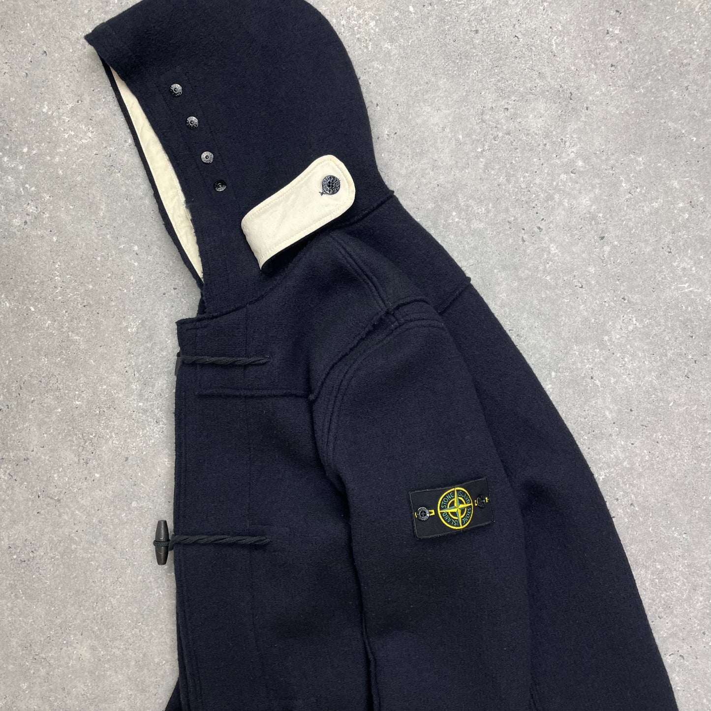 Stone Island Navy Hooded Wool Duffle Coat AW10