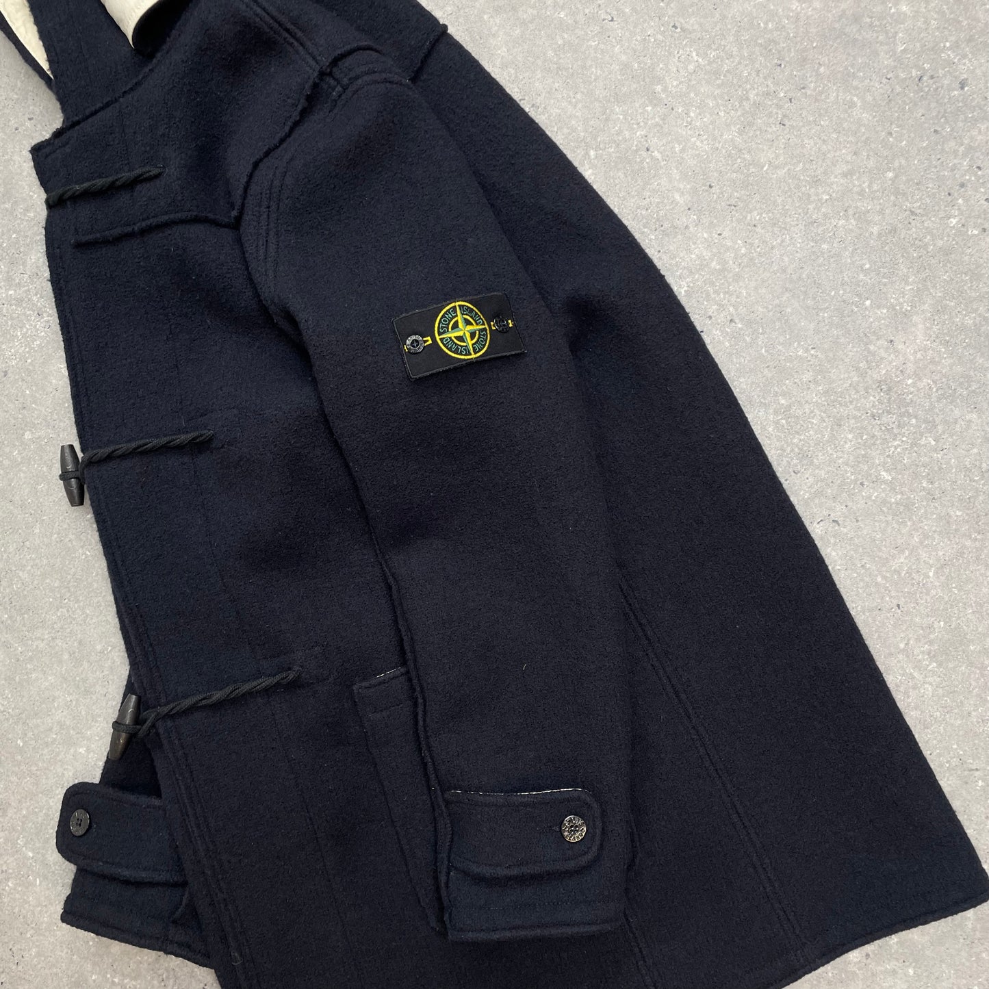 Stone Island Navy Hooded Wool Duffle Coat AW10