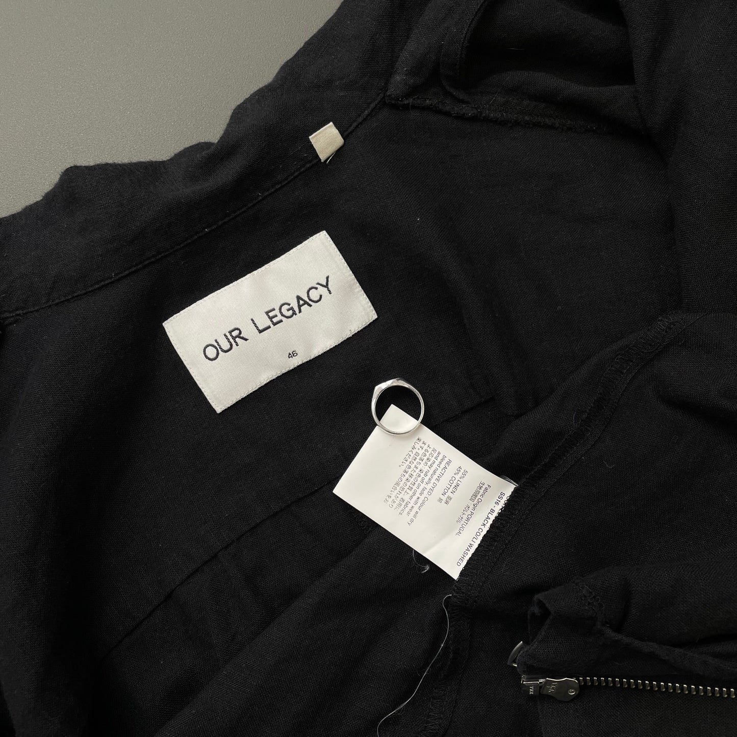 Our Legacy Black SS16 Linen Blend Zip Shirt