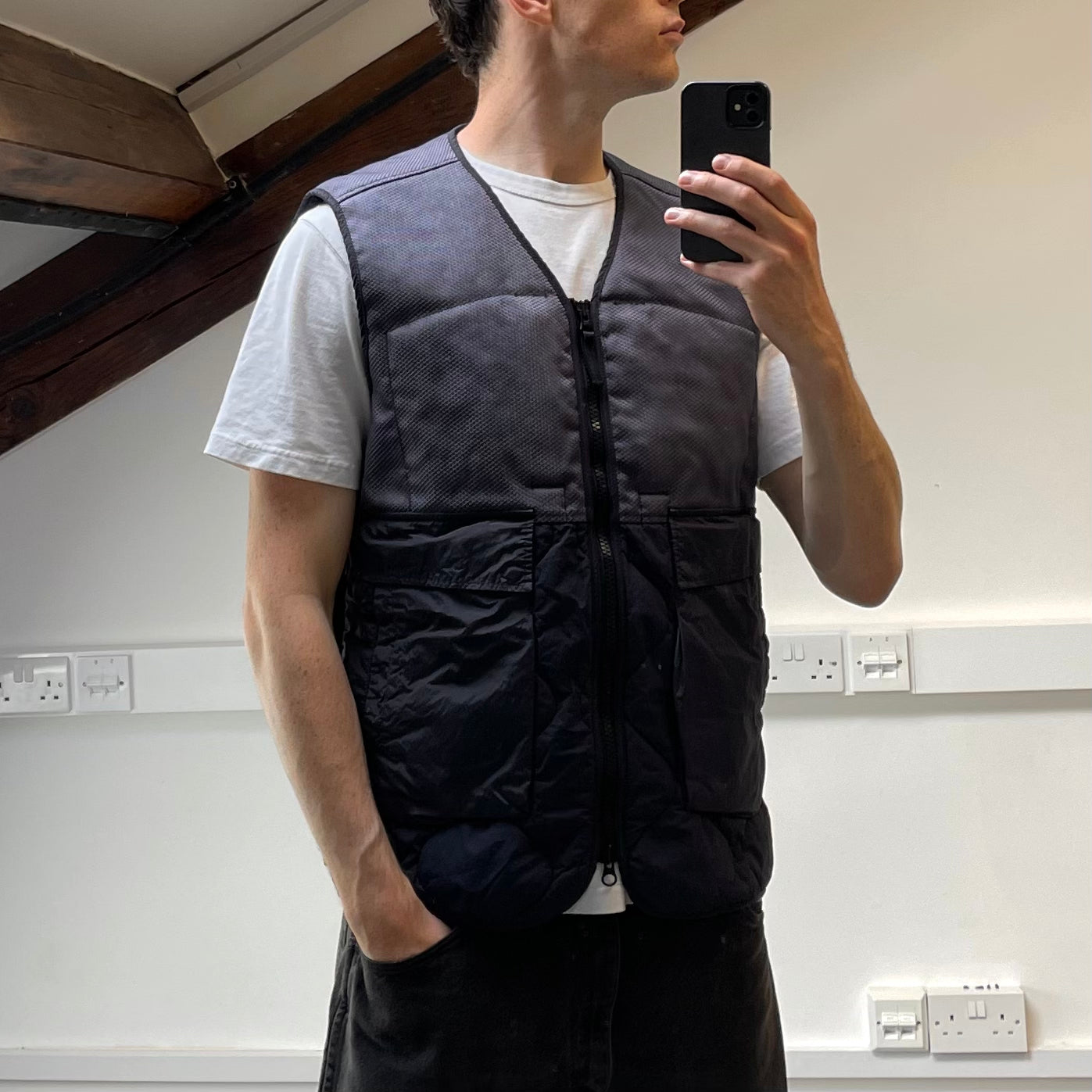 Stone Island Purple Nylon Mix Fabrics with Primaloft Gilet Vest