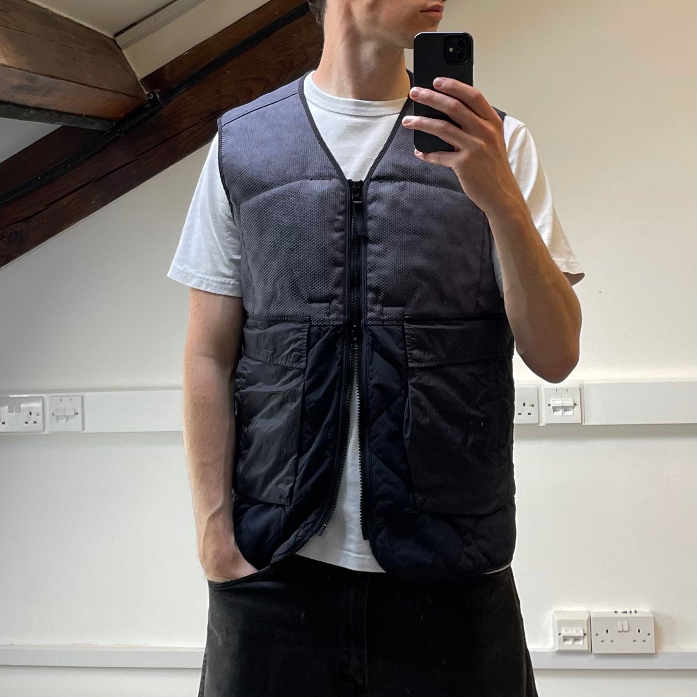 Stone Island Purple Nylon Mix Fabrics with Primaloft Gilet Vest
