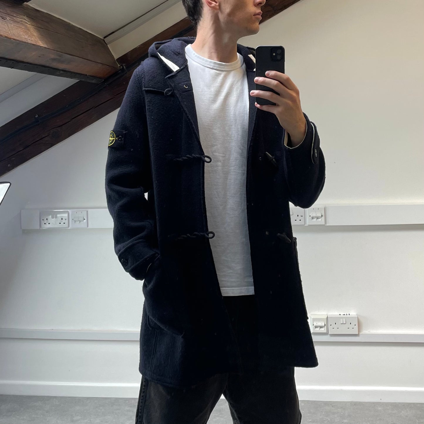 Stone Island Navy Hooded Wool Duffle Coat AW10