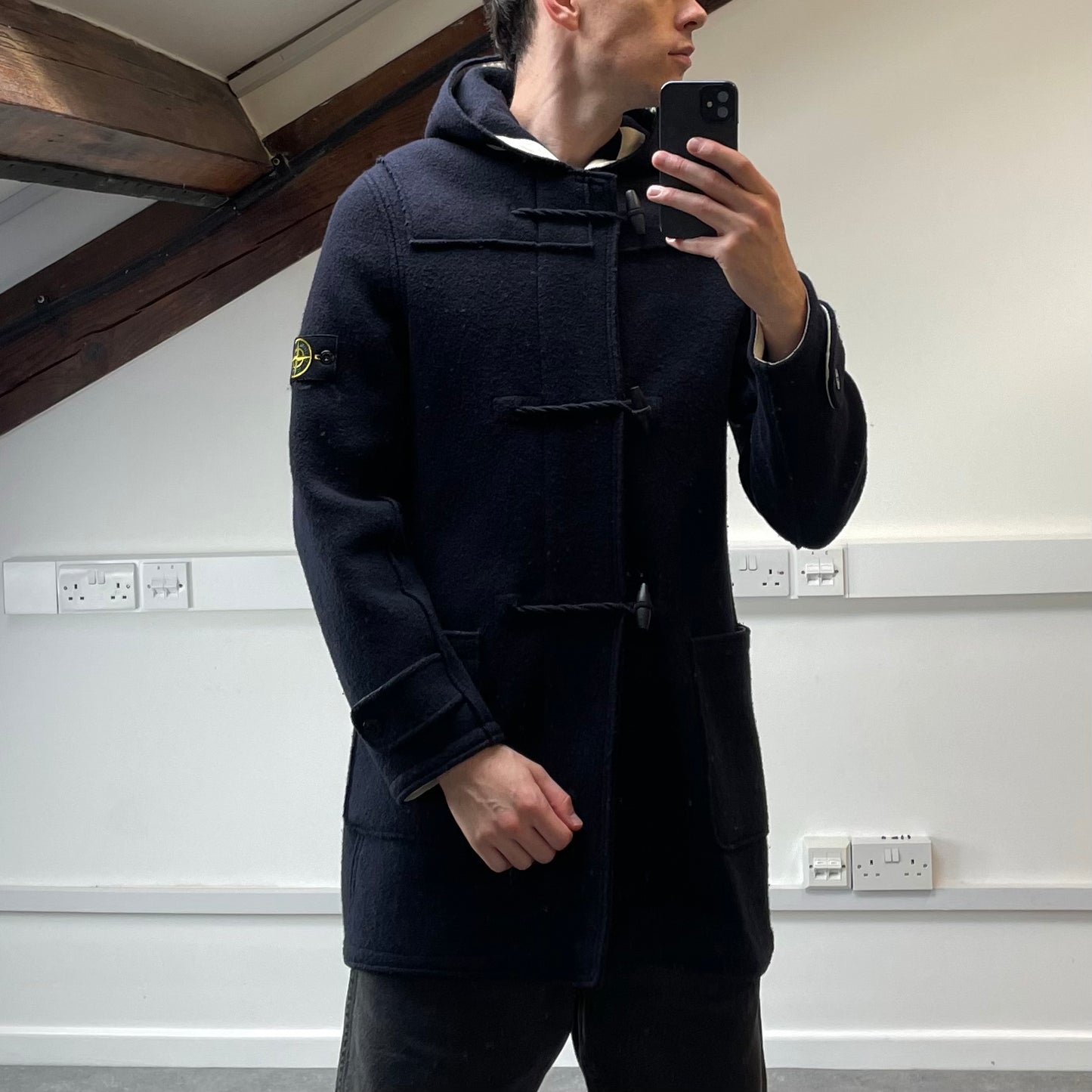 Stone Island Navy Hooded Wool Duffle Coat AW10