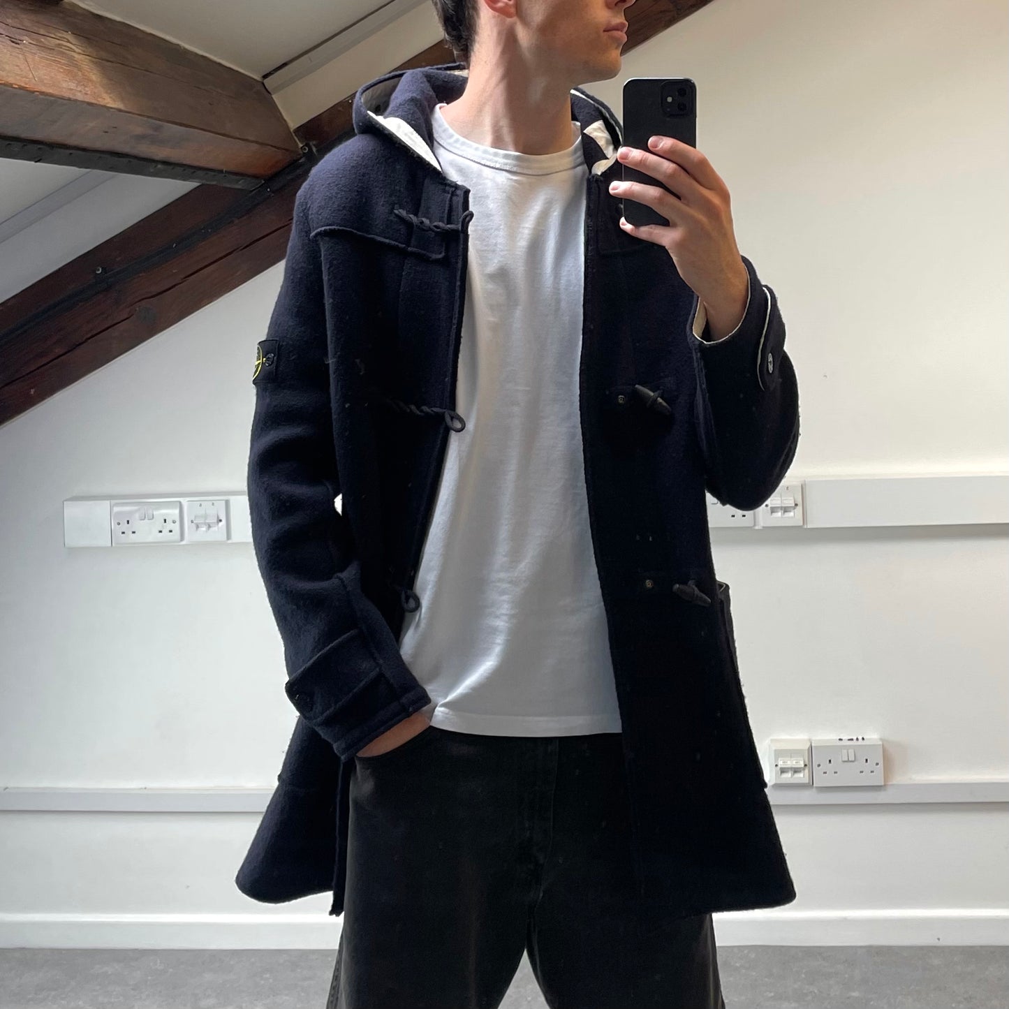 Stone Island Navy Hooded Wool Duffle Coat AW10