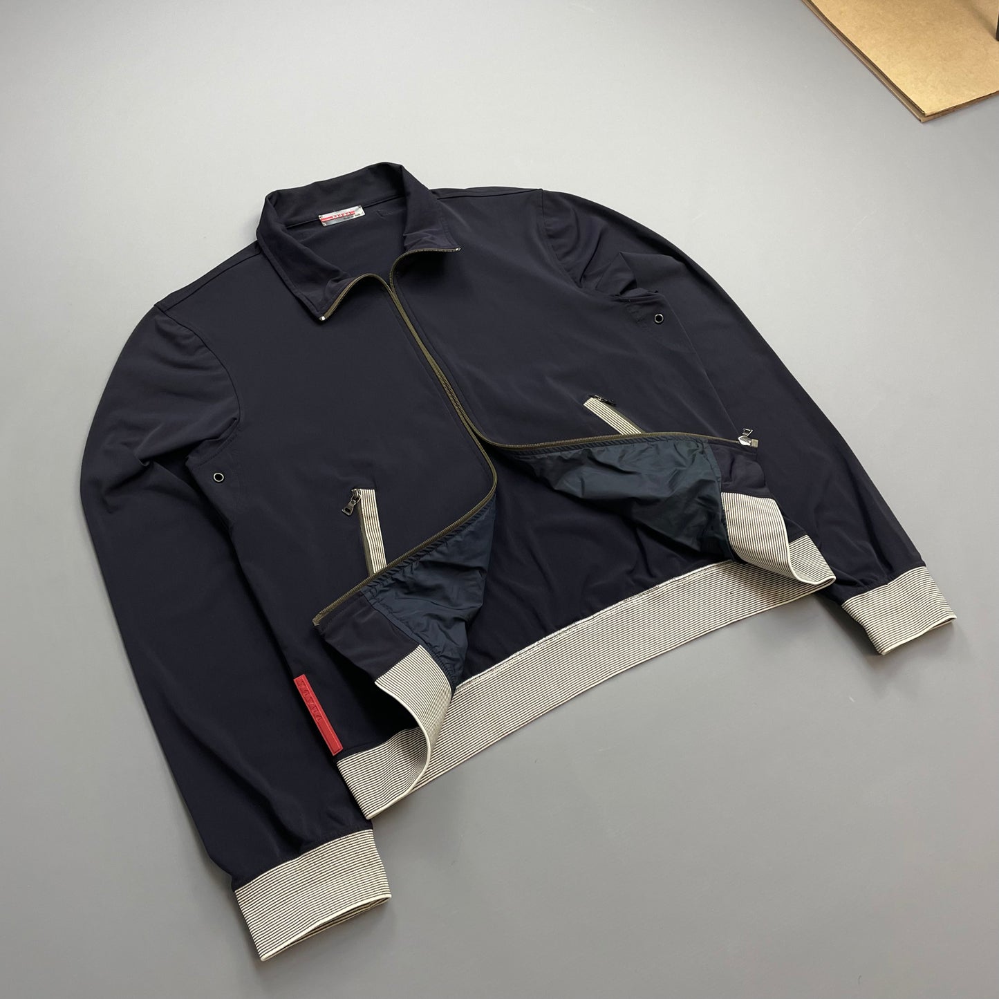 Prada Sport Navy 00s Nylon Stripe Detailed Track Jacket