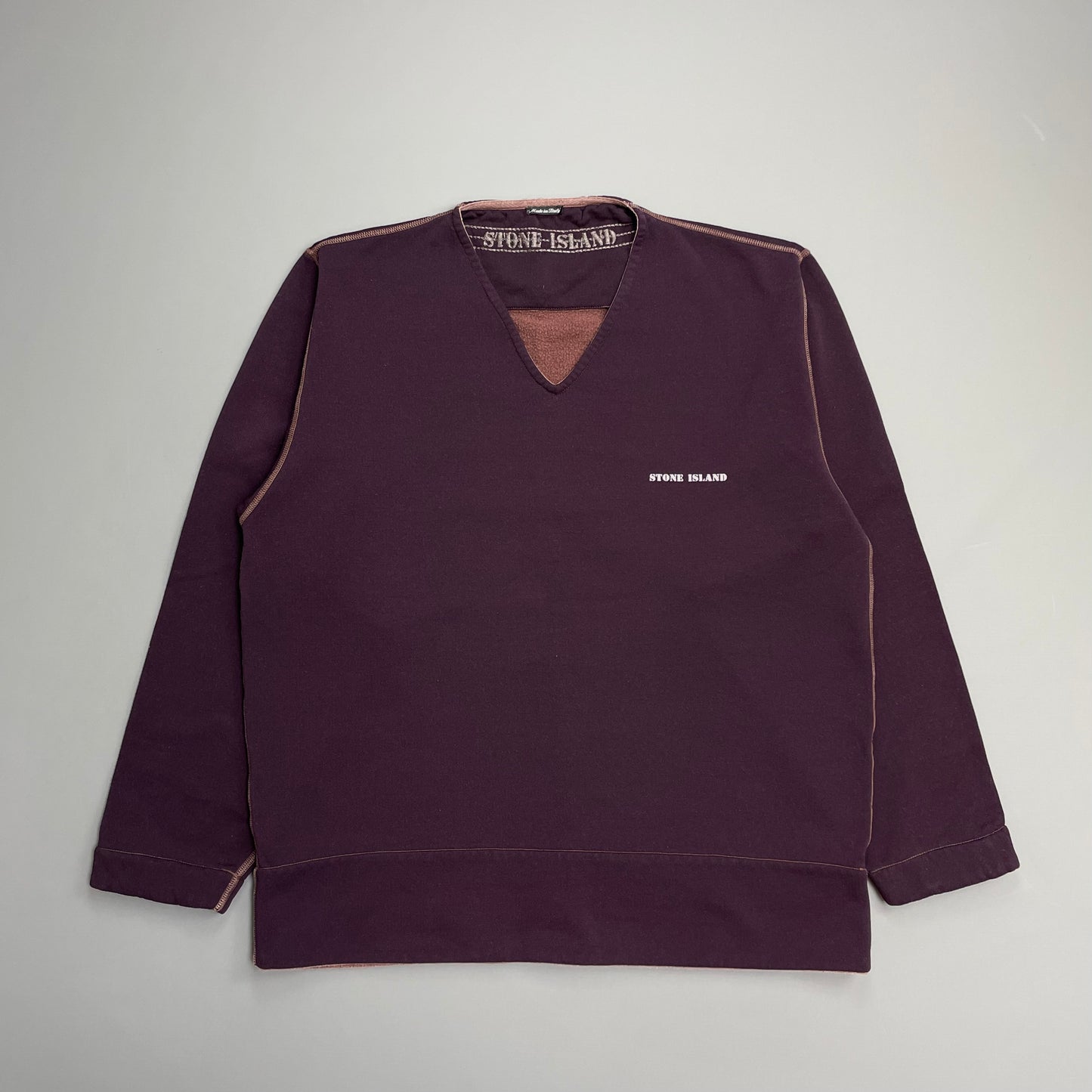 Stone Island Burgundy Purple 90s Contrast Stitch Technical Jumper