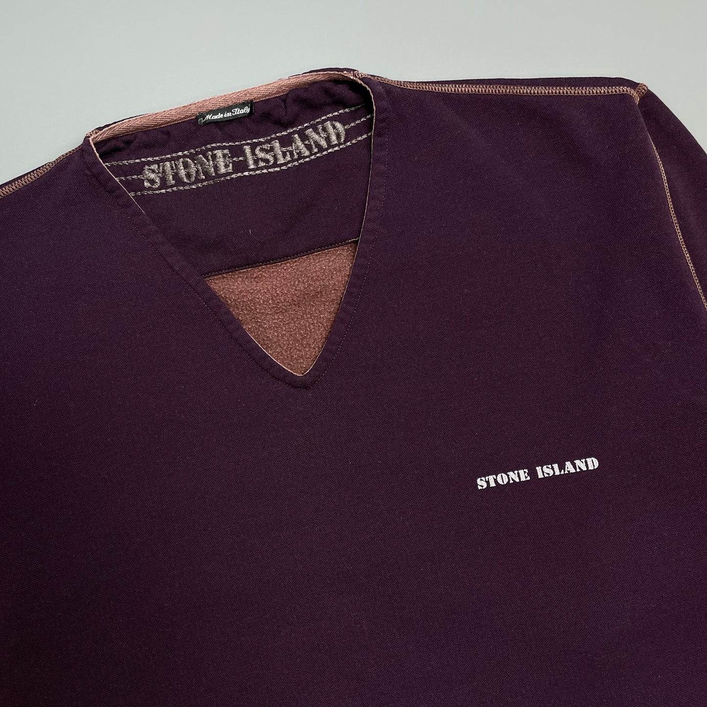 Stone Island Burgundy Purple 90s Contrast Stitch Technical Jumper