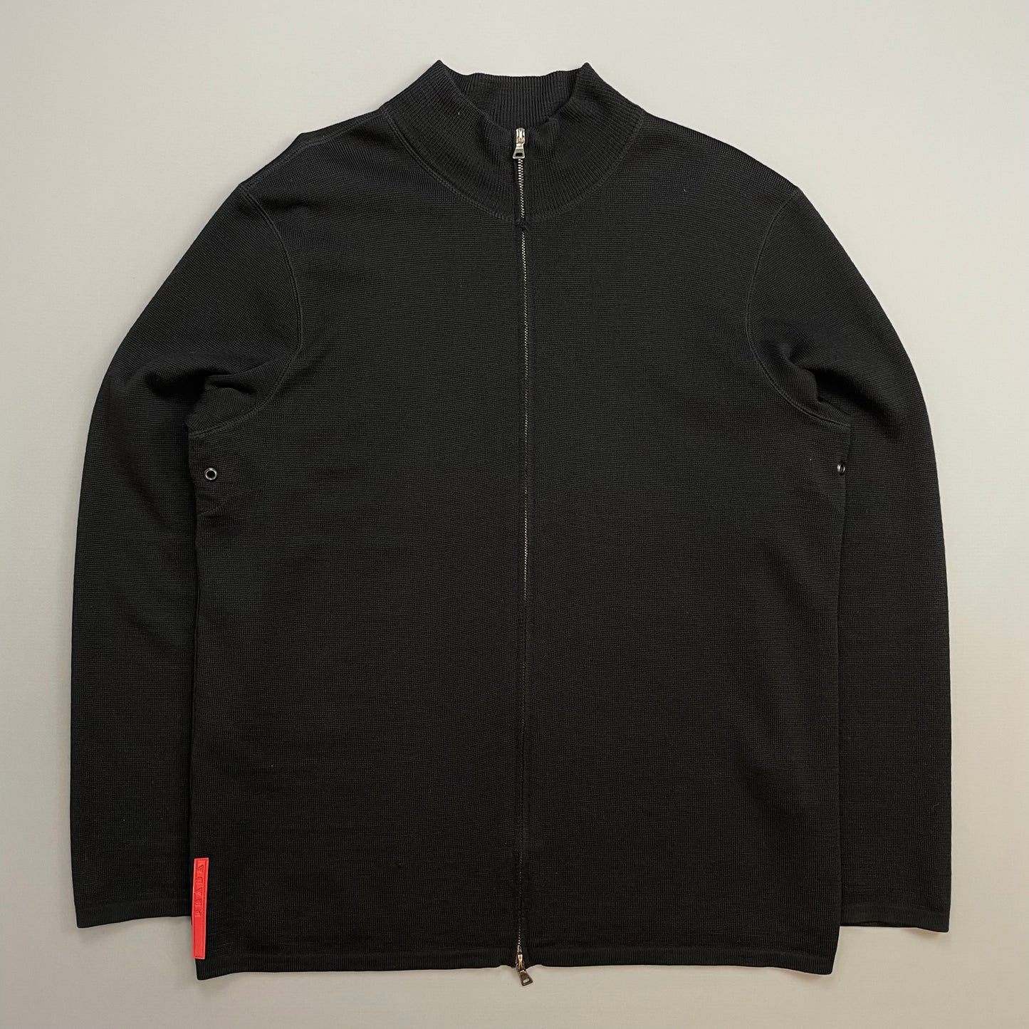 Prada Sport Black 00s Wool Knit Zip-Through Cardigan Jumper